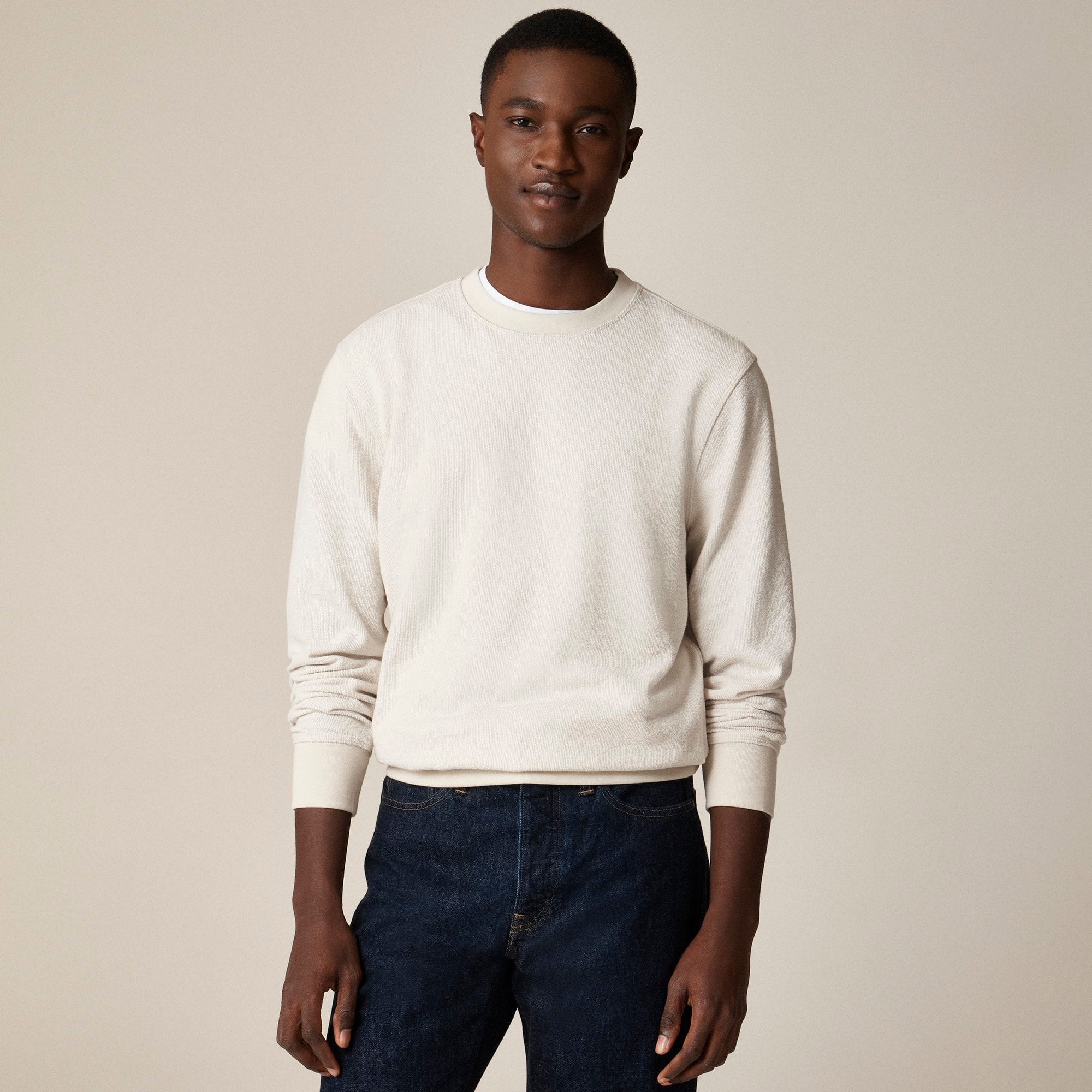  Long-sleeve textured sweater-tee
