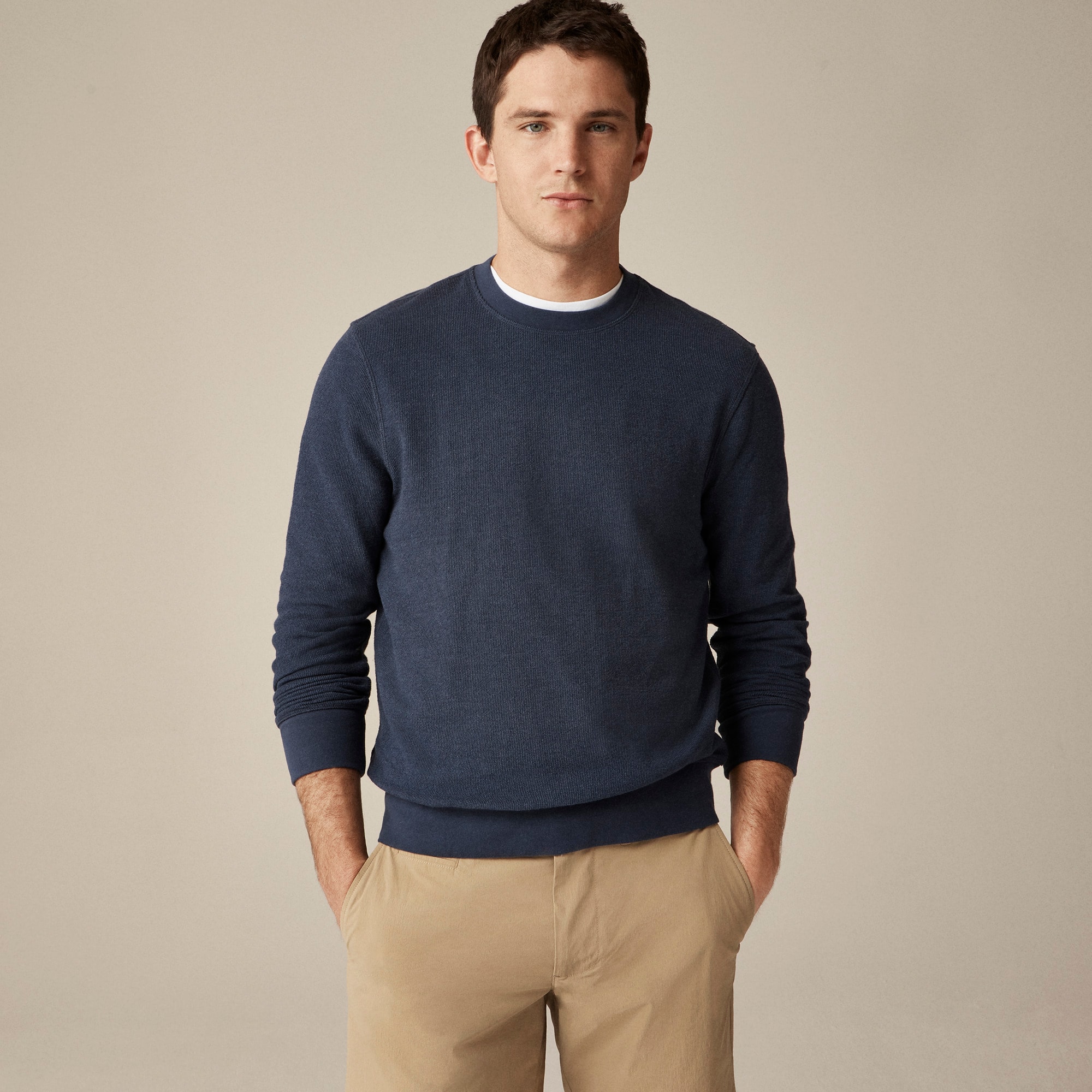  Long-sleeve textured sweater-tee