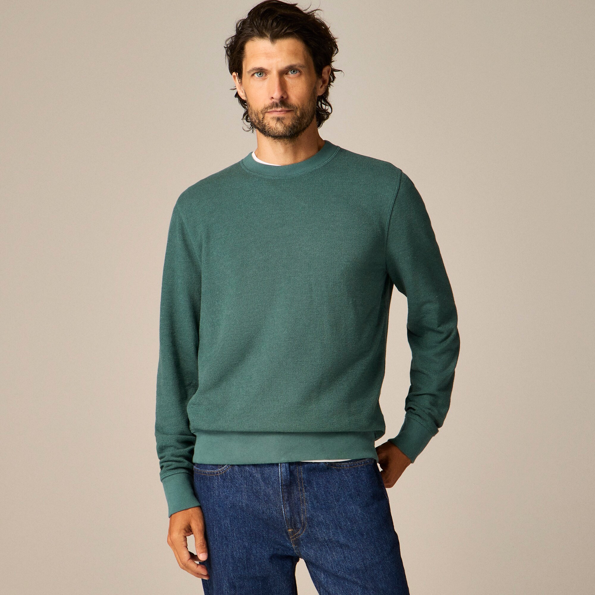 Long-sleeve textured sweater-tee
