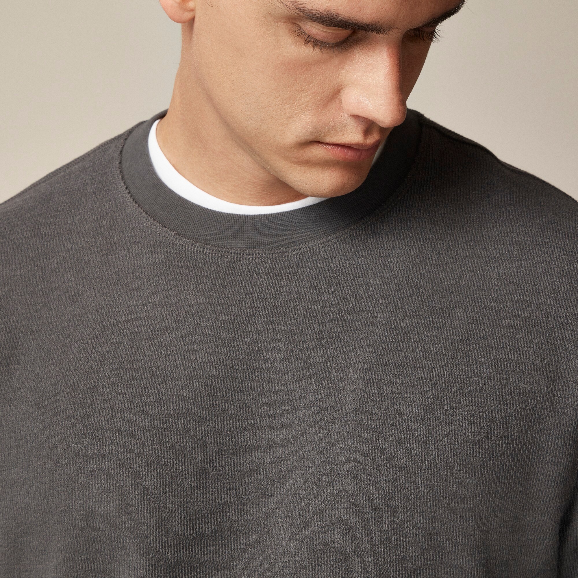Long-sleeve textured sweater-tee