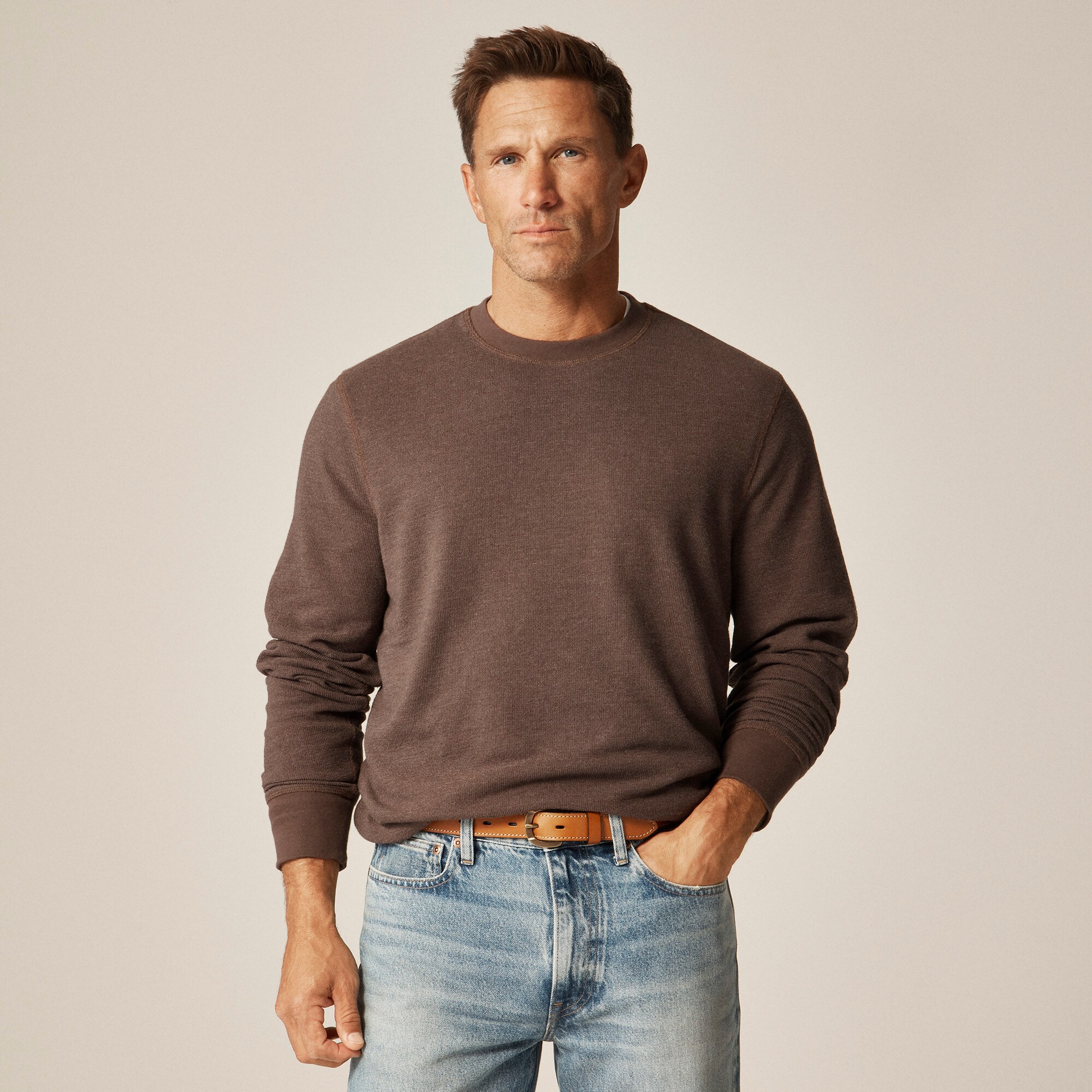  Long-sleeve textured sweater-tee