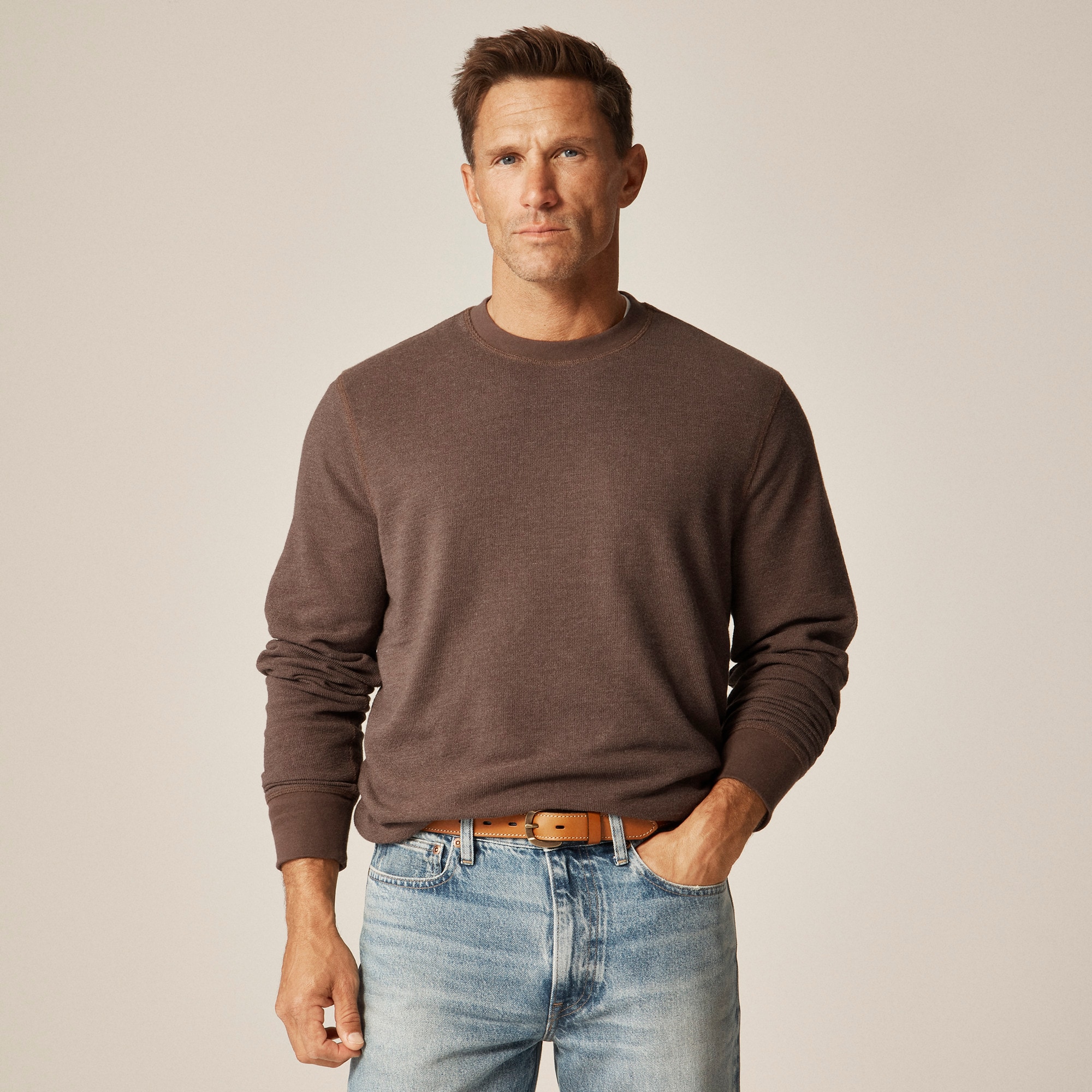  Long-sleeve textured sweater-tee
