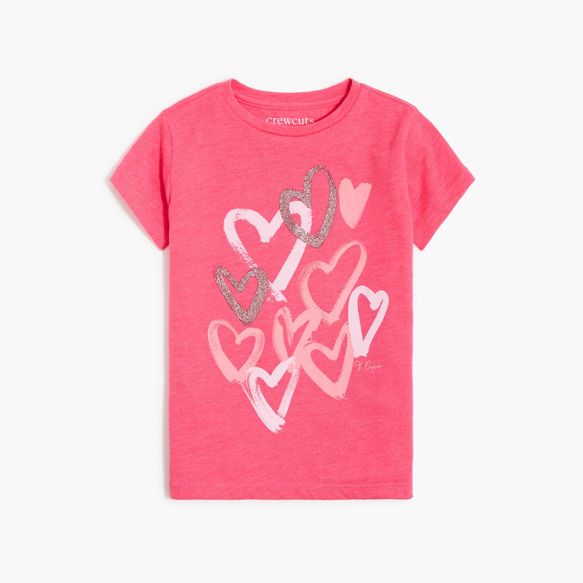 girls' glitter hearts graphic tee for girls