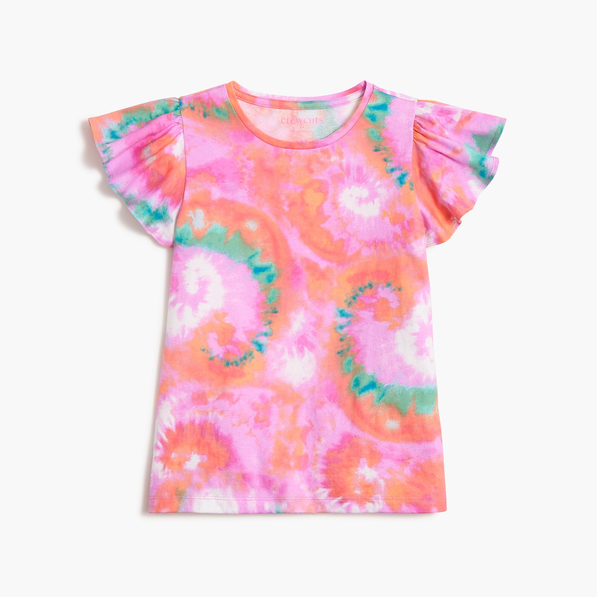 Girls' tie-dye flutter-sleeve tee