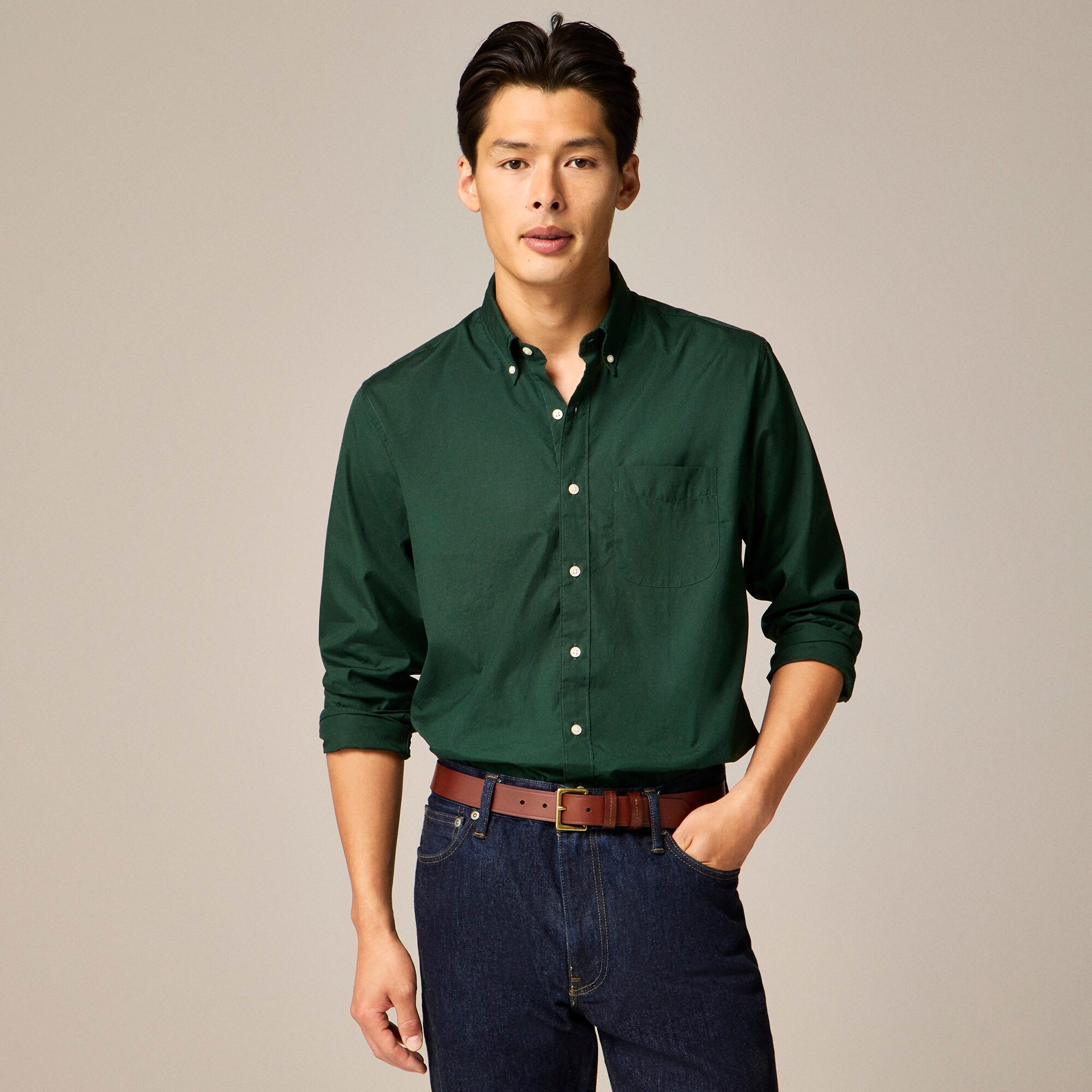 mens Relaxed Secret Wash cotton poplin shirt