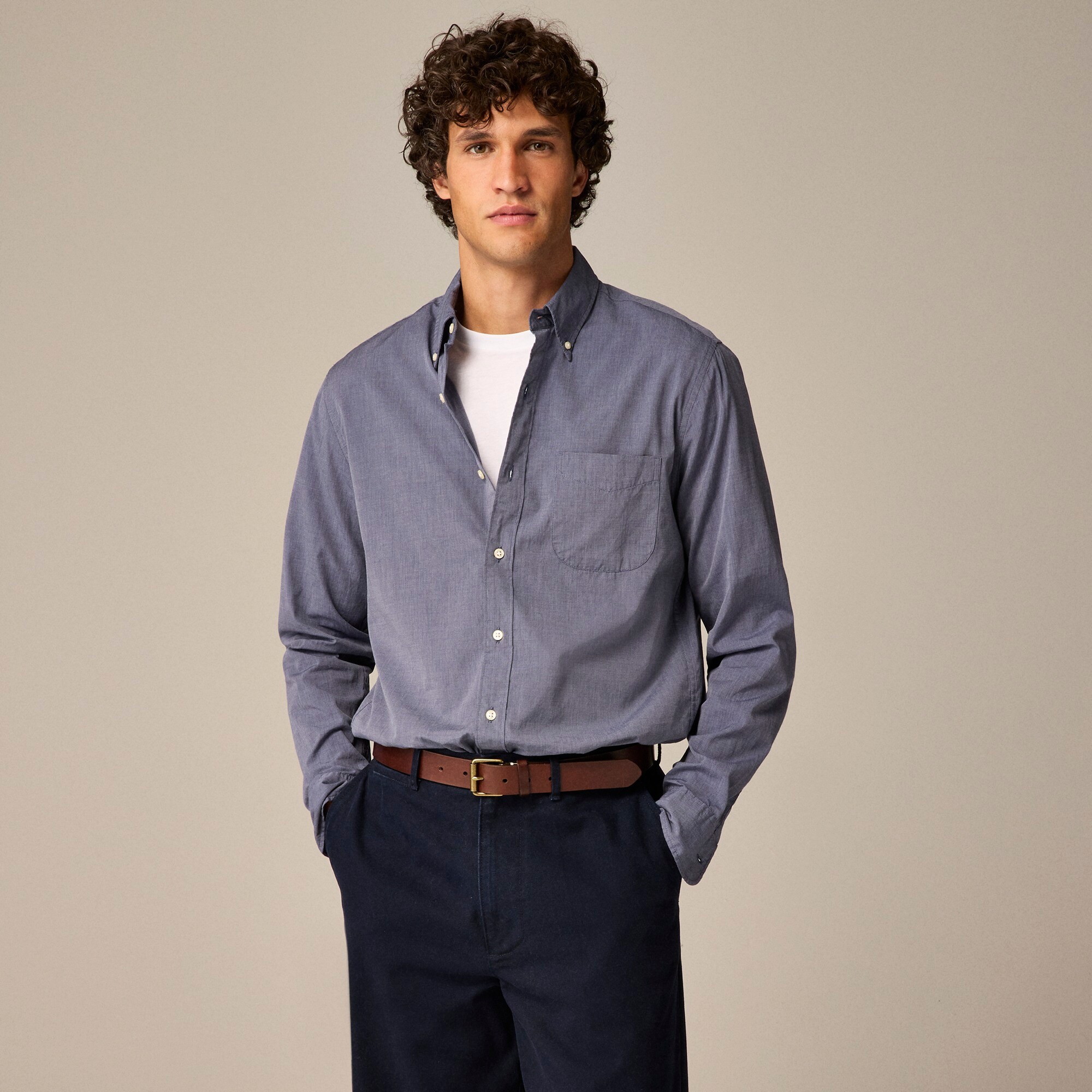  Slim Secret Wash cotton poplin shirt