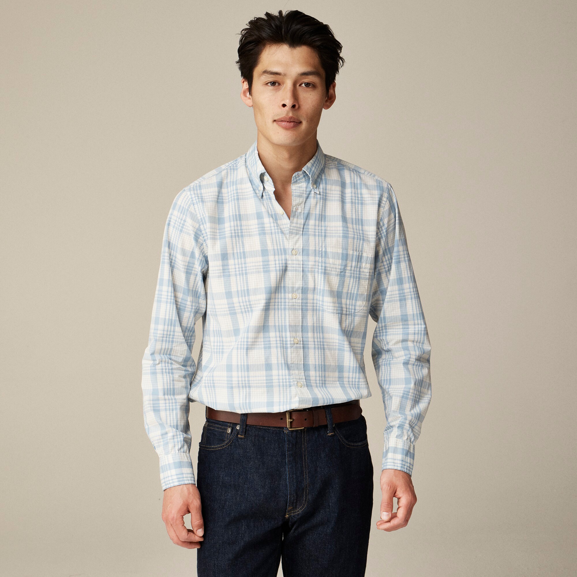 mens Slim Secret Wash cotton poplin shirt