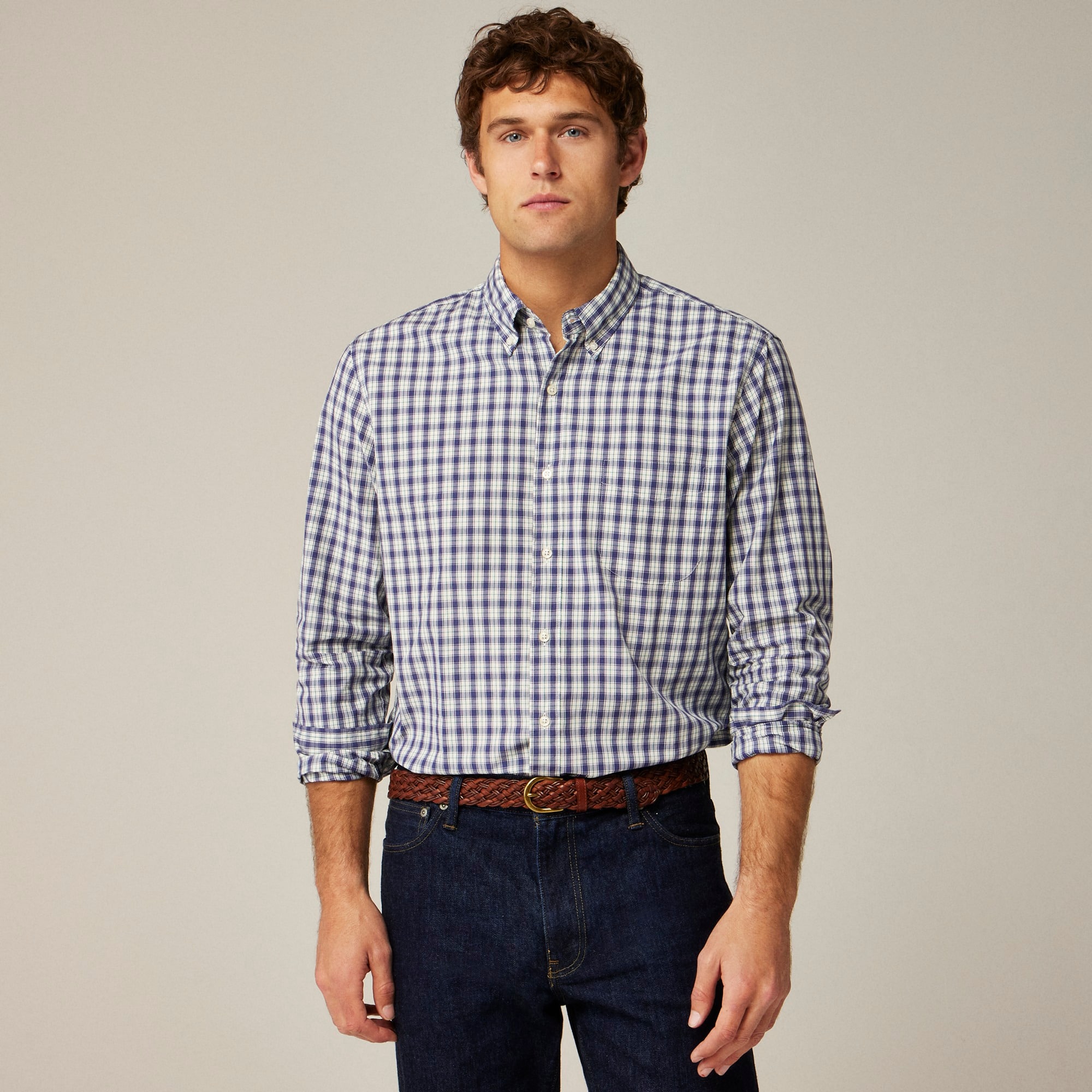  Slim Untucked Secret Wash cotton poplin shirt