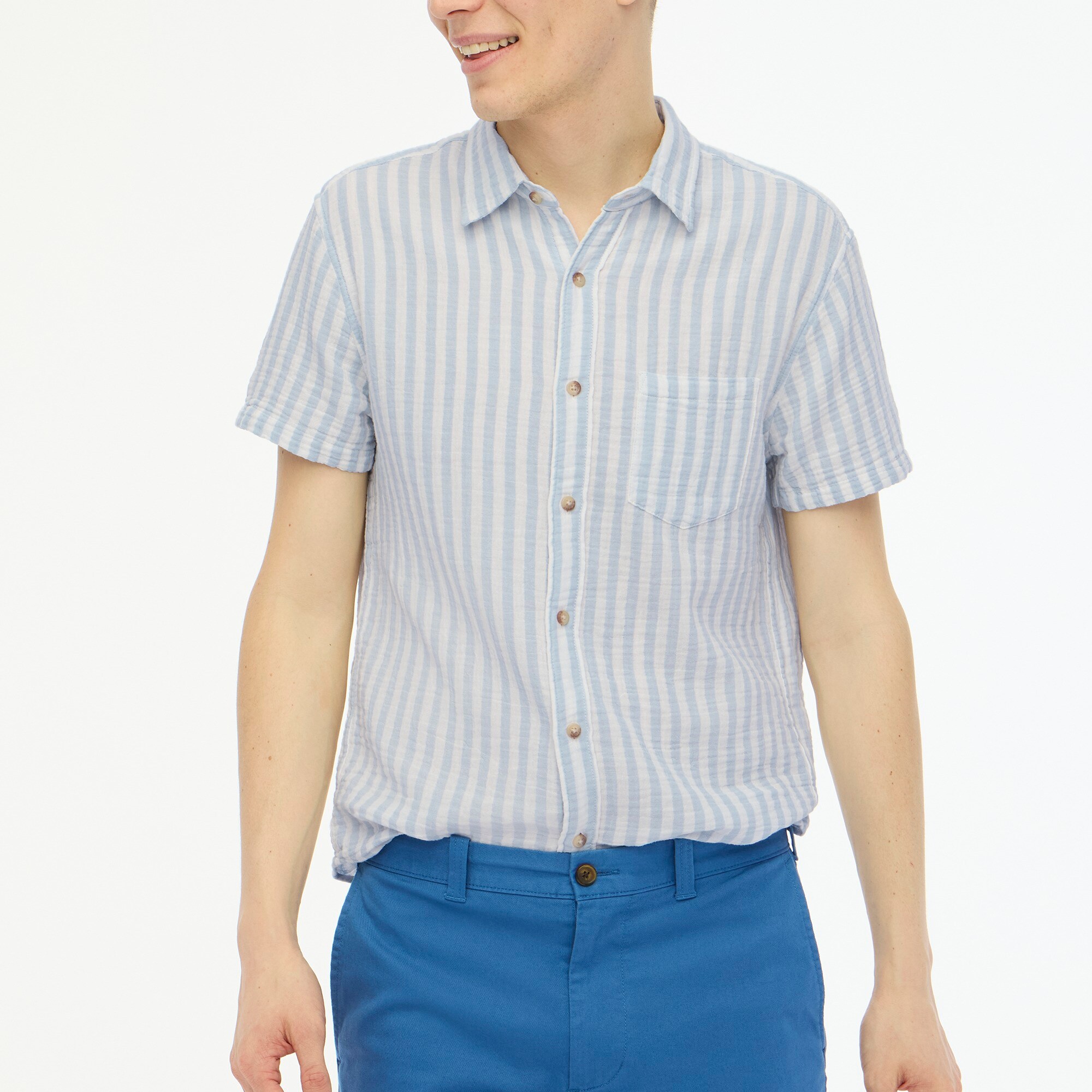 Slim short-sleeve gauze shirt