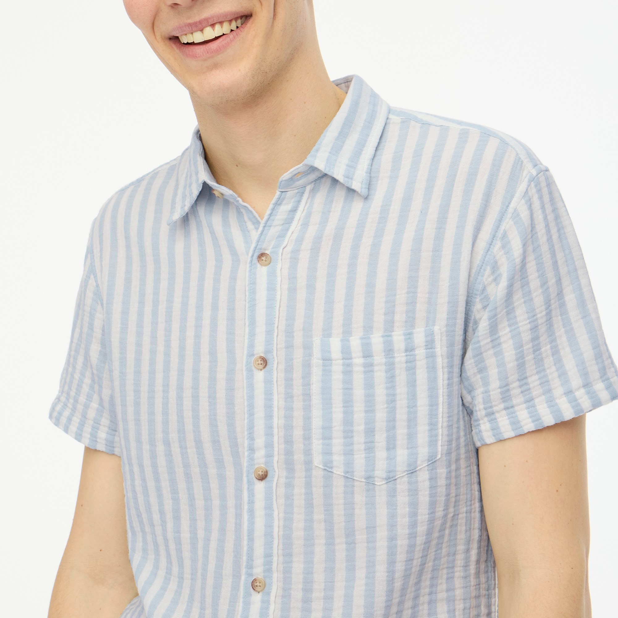 Slim short-sleeve gauze shirt