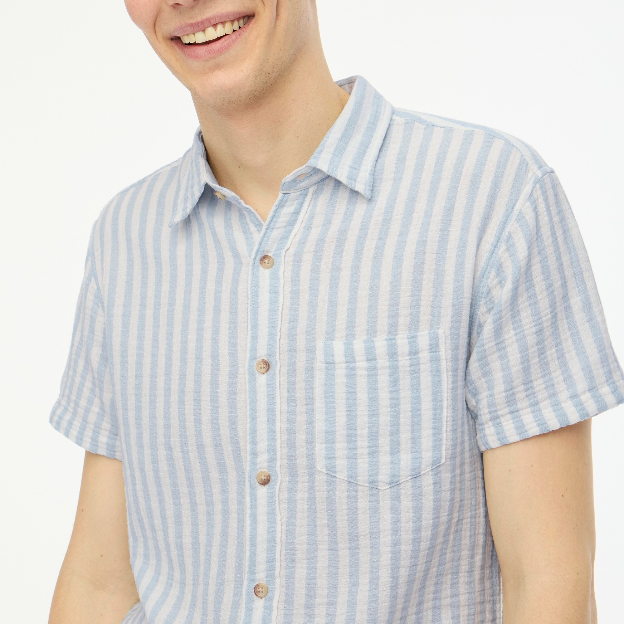Slim short-sleeve gauze shirt