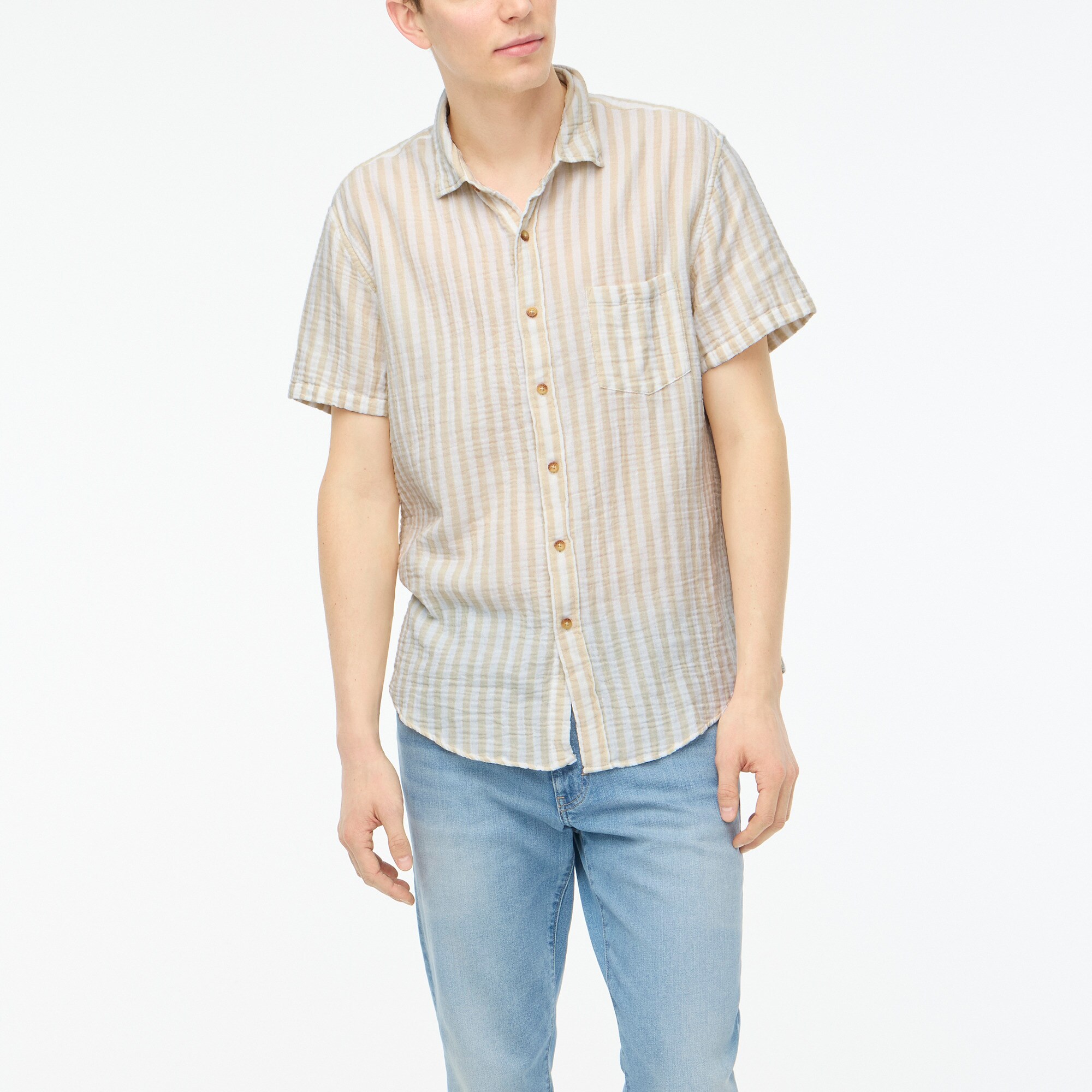 Slim short-sleeve gauze shirt