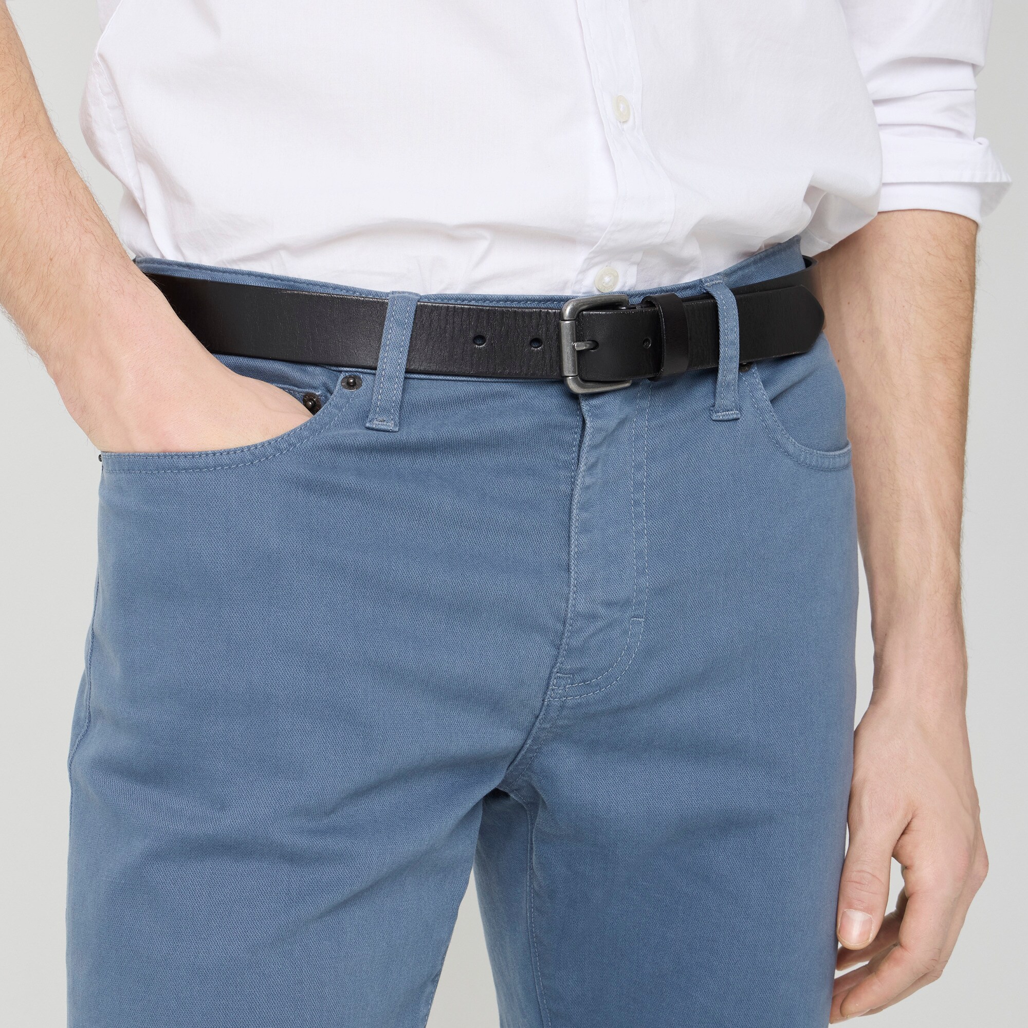 Straight-fit garment-dyed five-pocket pant