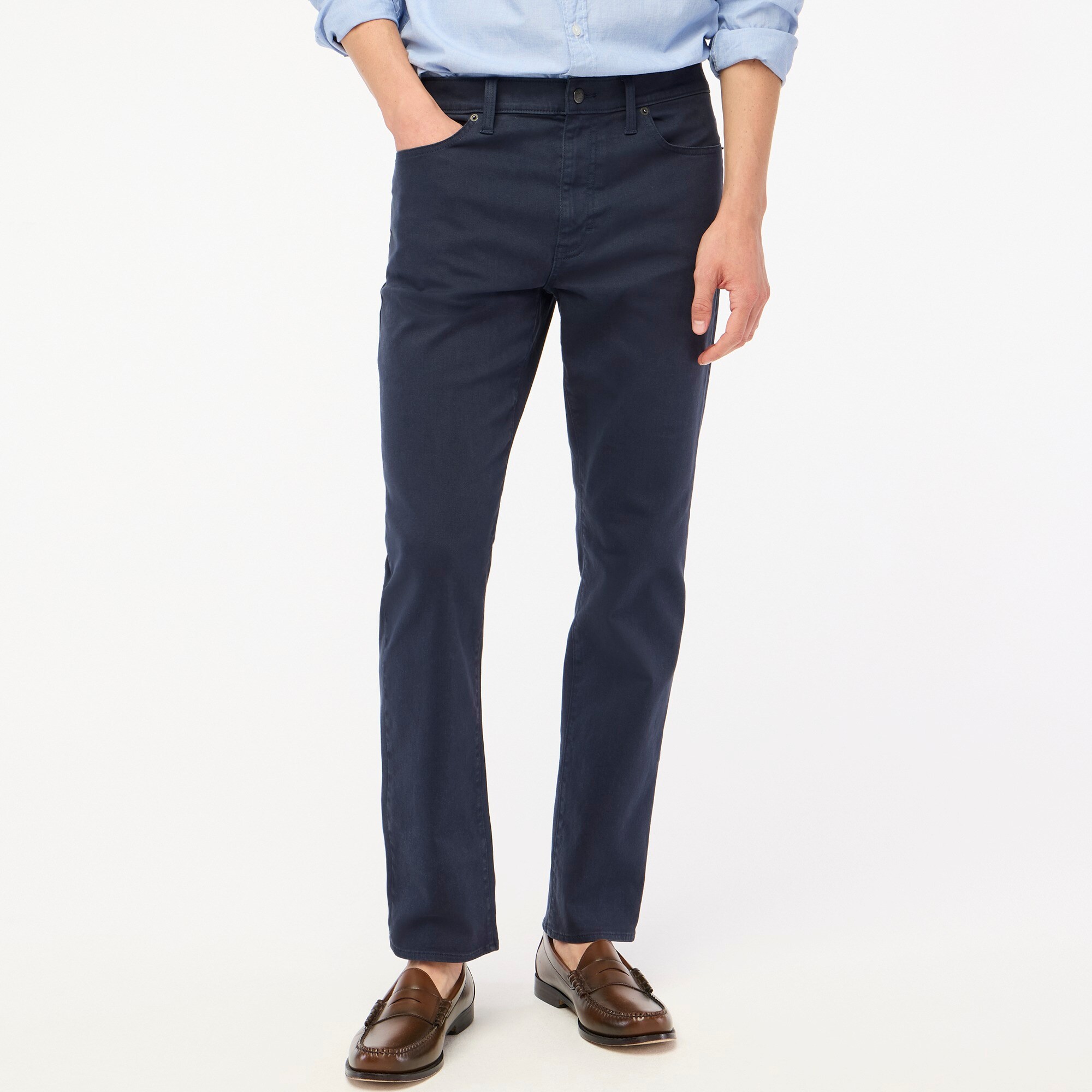 Straight-fit garment-dyed five-pocket pant