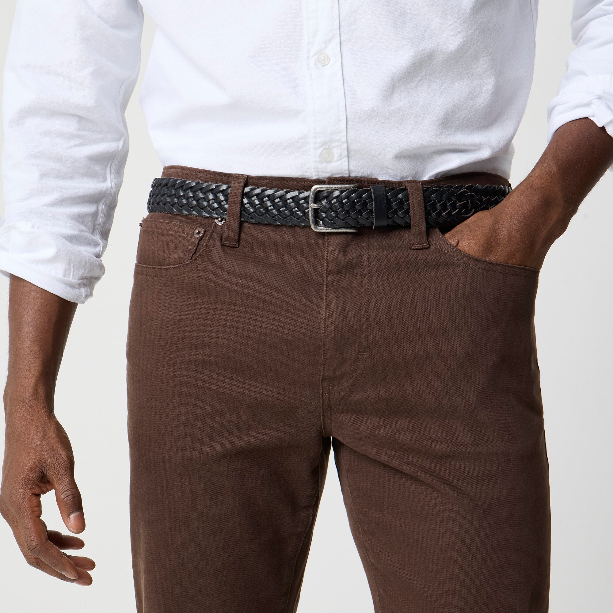 Straight-fit garment-dyed five-pocket jean