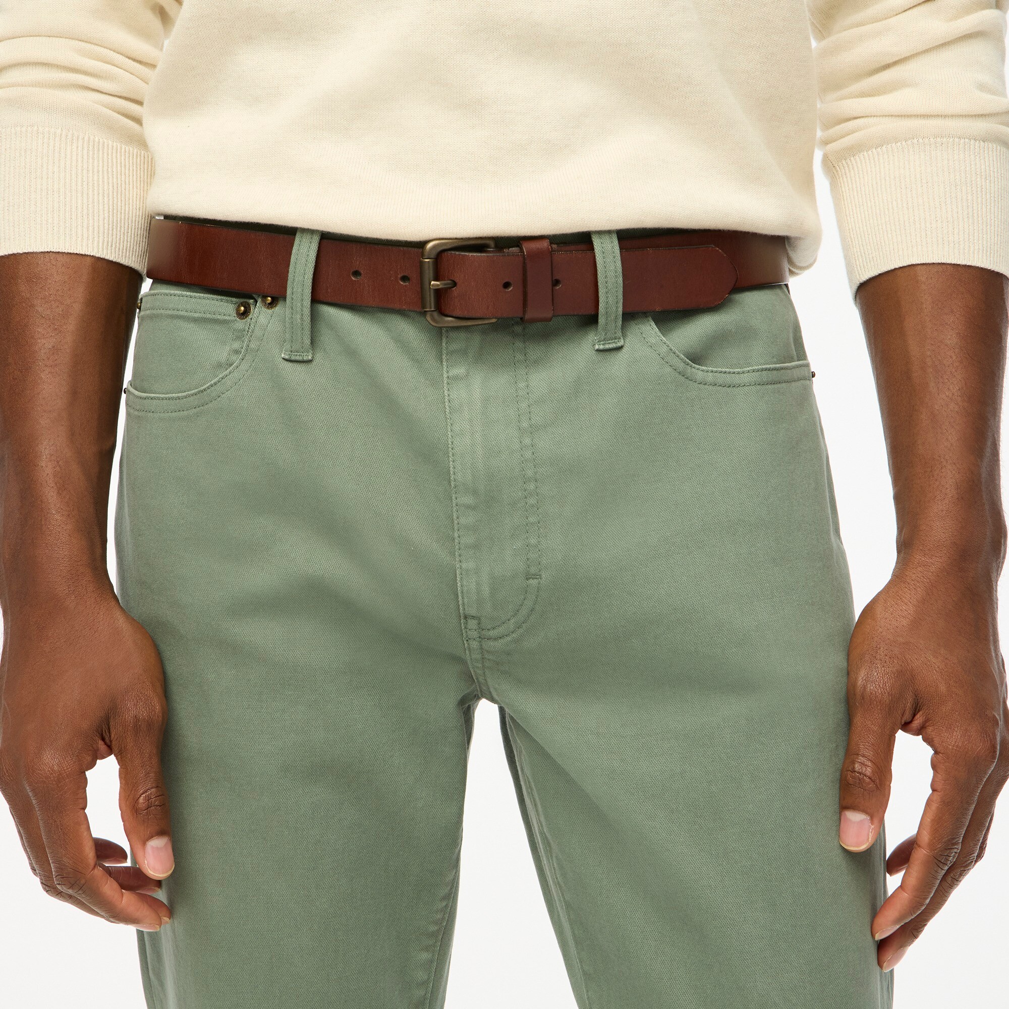 Straight-fit garment-dyed five-pocket pant