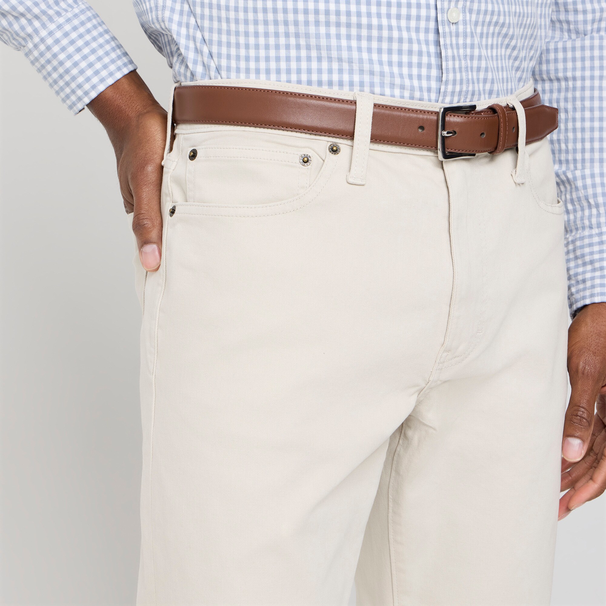 Straight-fit garment-dyed five-pocket pant