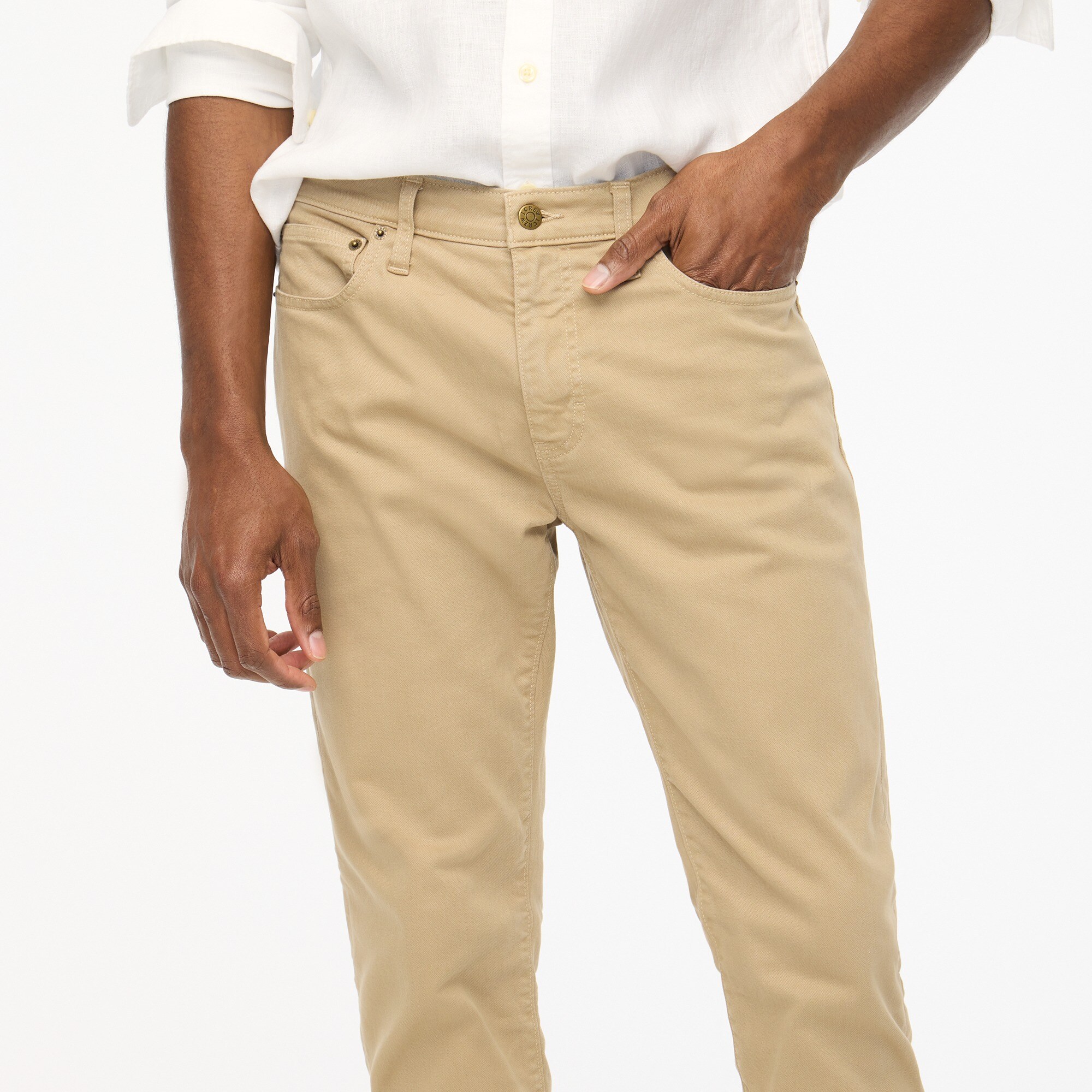 Straight-fit garment-dyed five-pocket pant