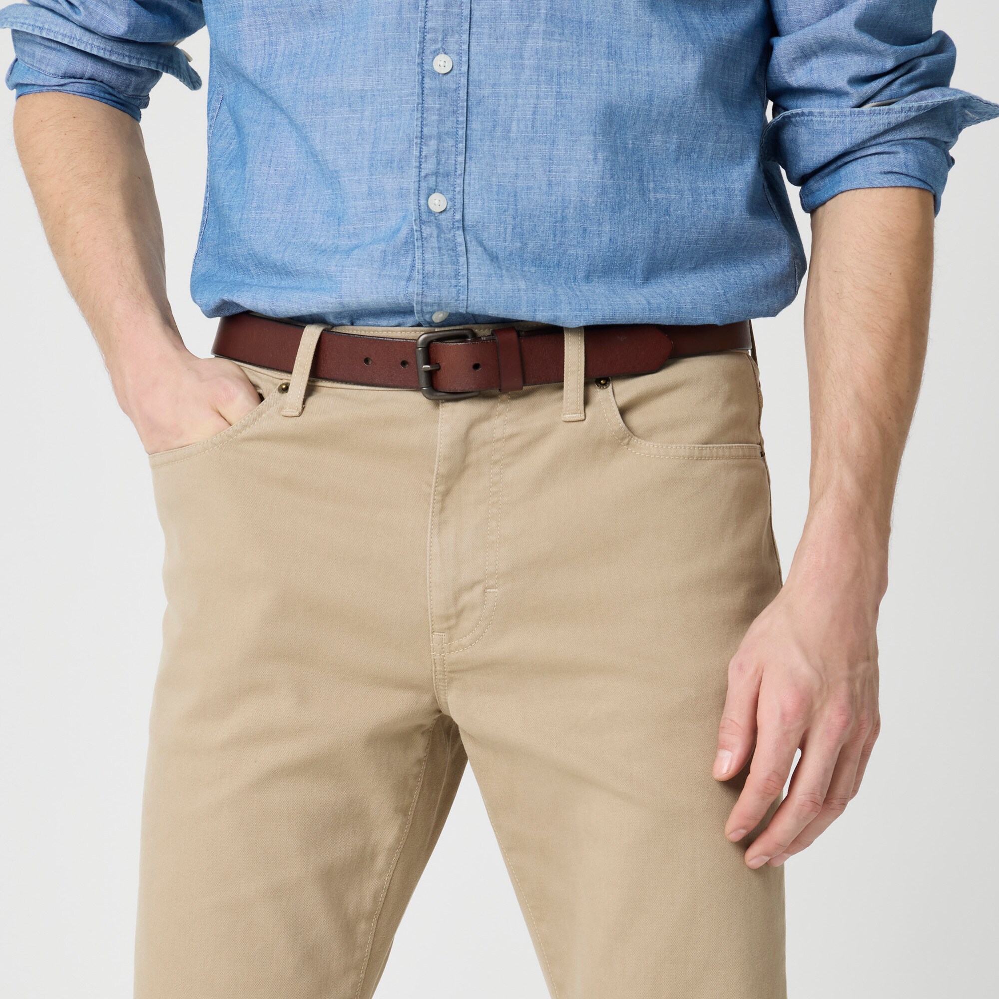 Straight-fit garment-dyed five-pocket pant