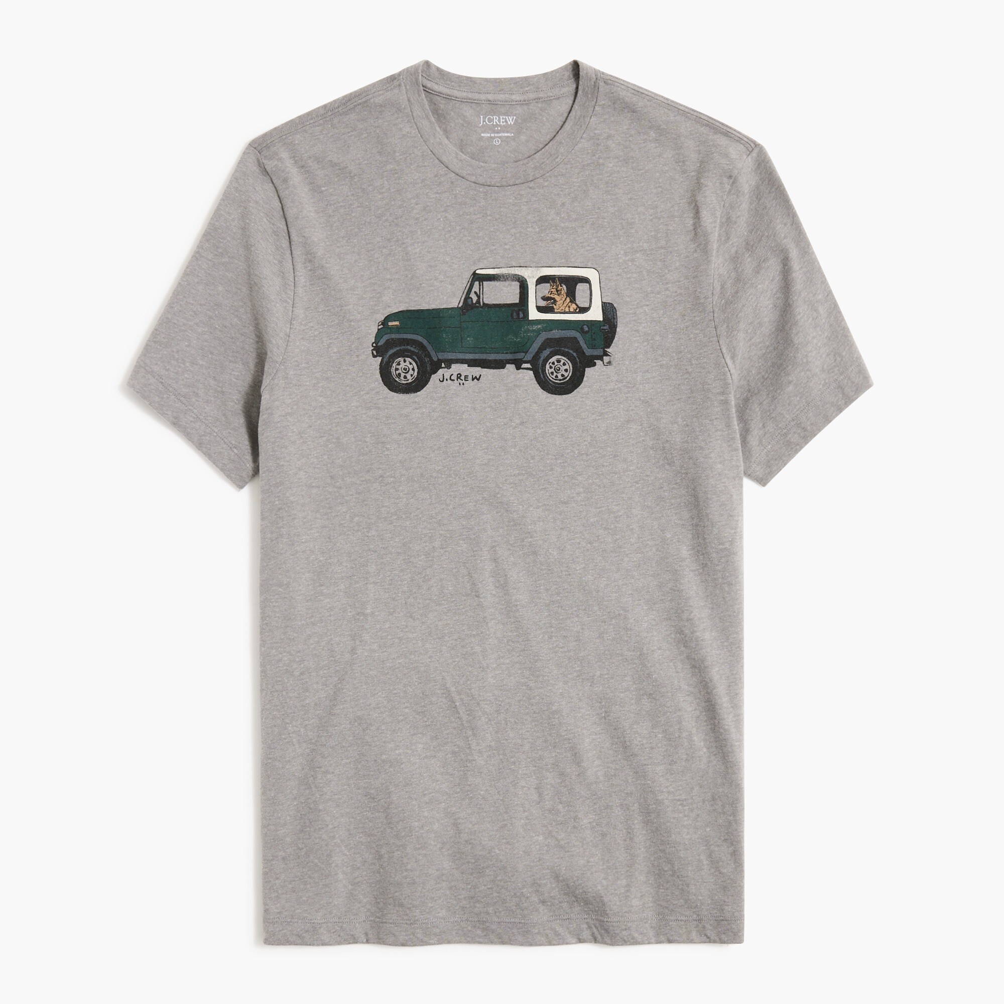 dog in truck graphic tee for men