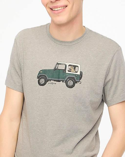mens Dog in truck graphic tee