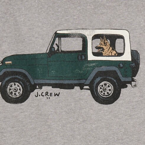 Dog in truck graphic tee HTHR GREY