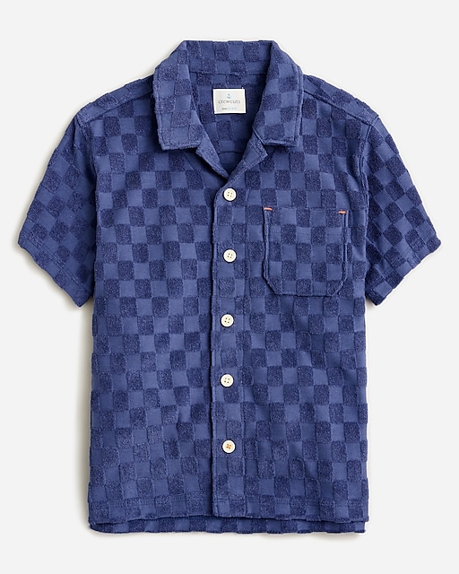  Kids' camp-collar shirt in terry jacquard