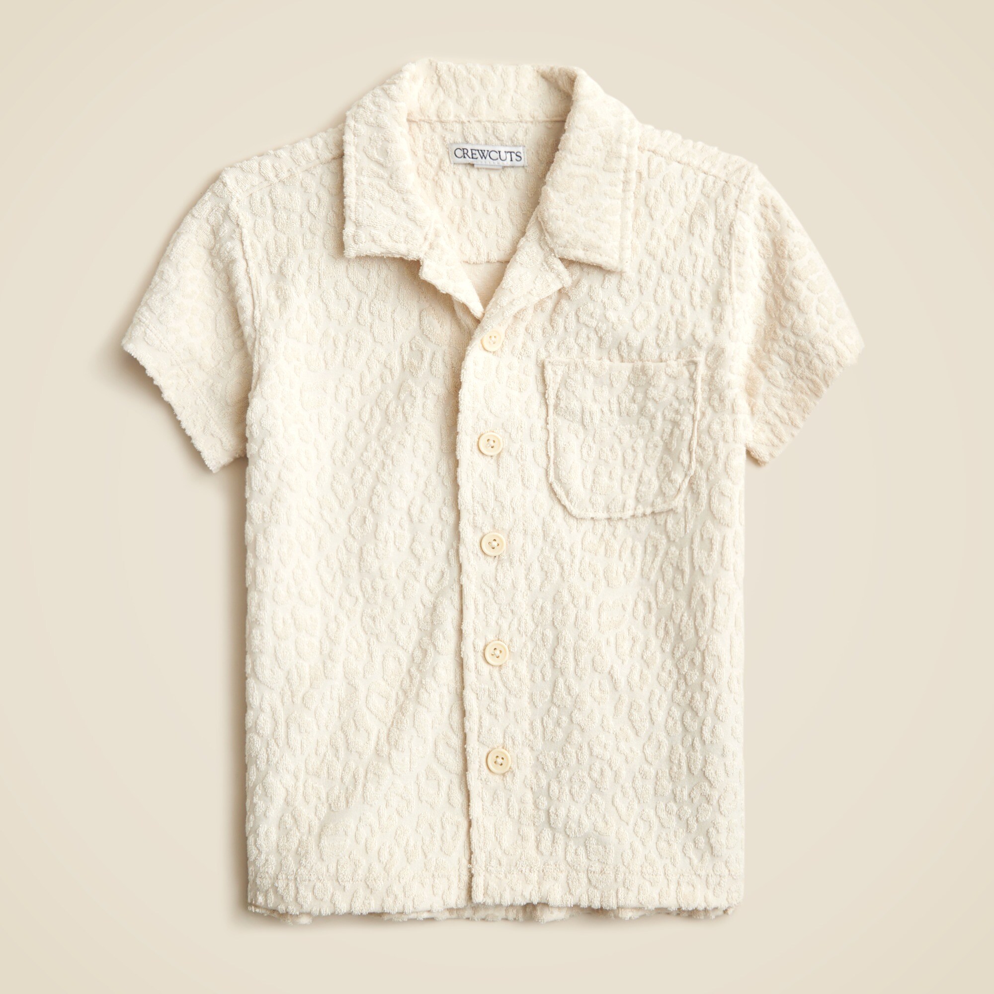  Kids' camp-collar shirt in terry jacquard