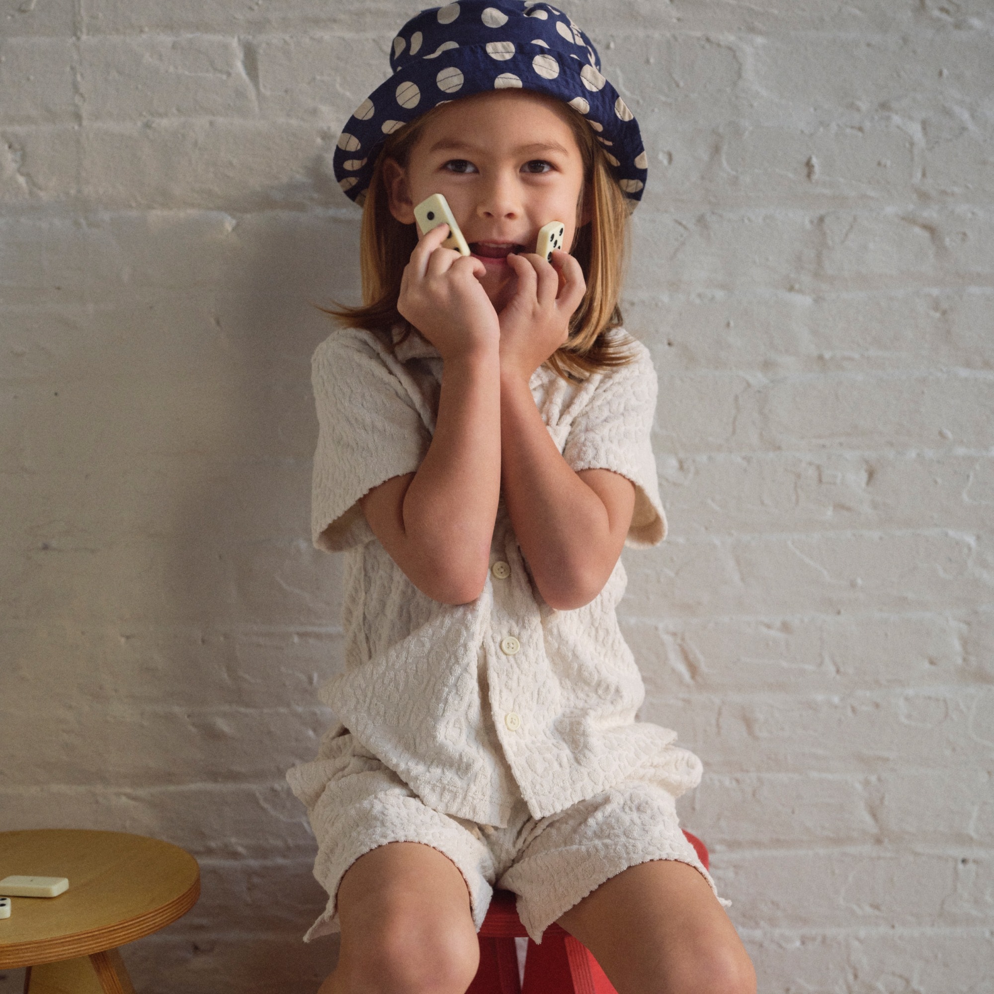 boys Kids' camp-collar shirt in terry jacquard