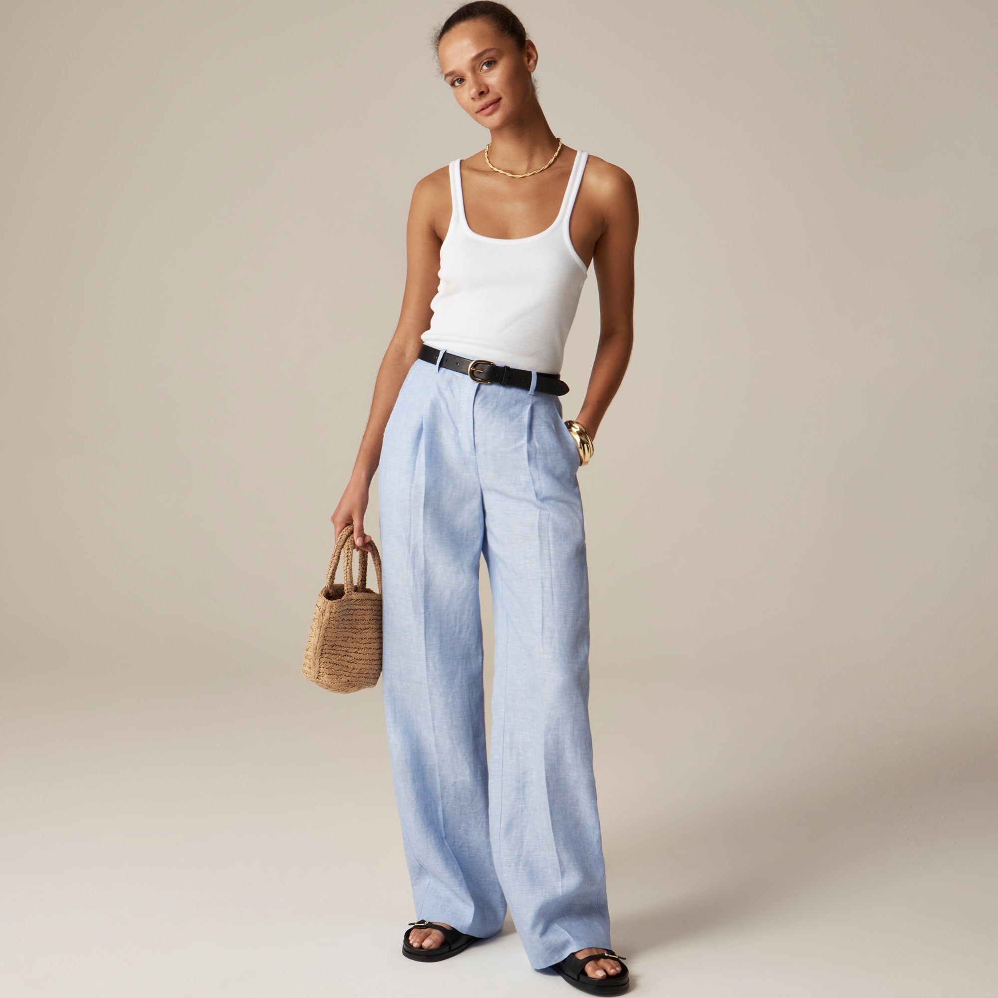 womens Wide-leg Essential pant in linen
