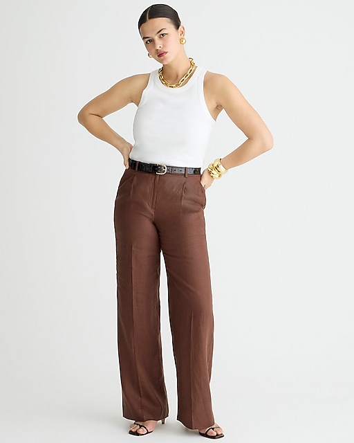 womens Wide-leg essential pant in linen