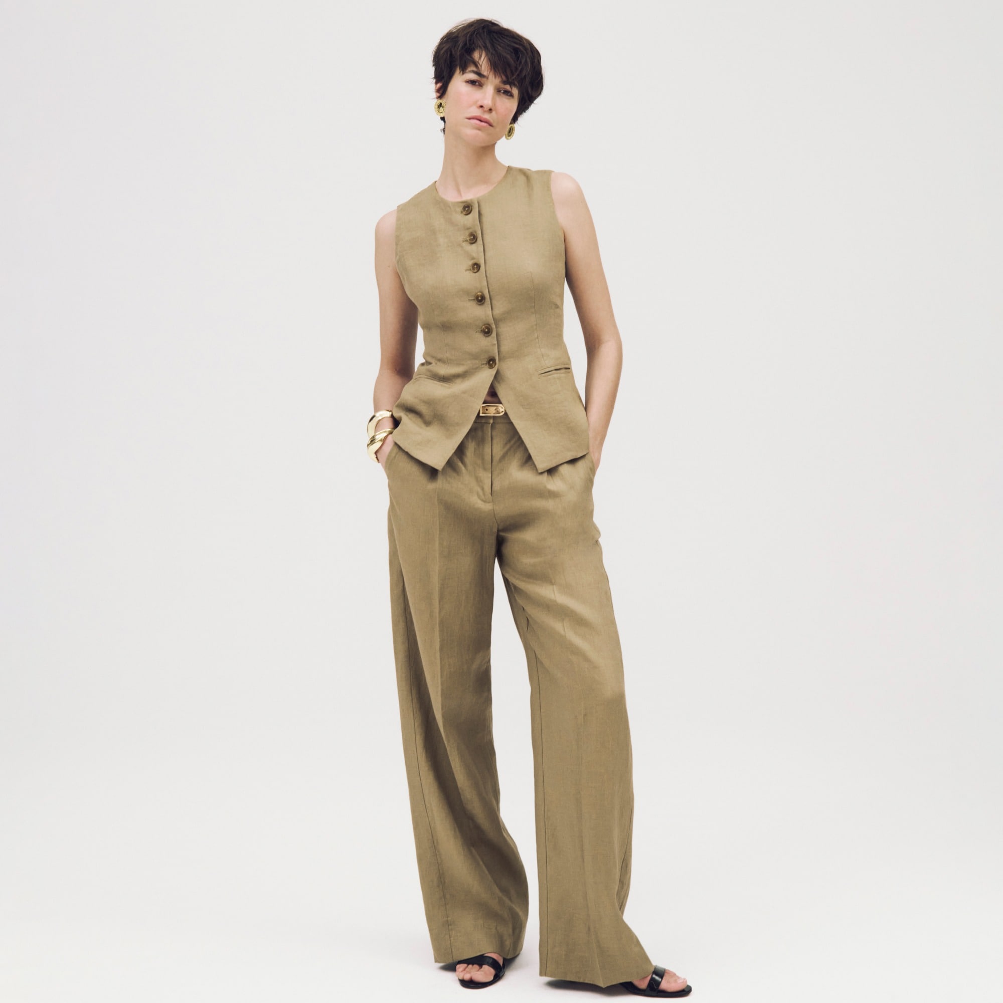 womens Wide-leg Essential pant in linen