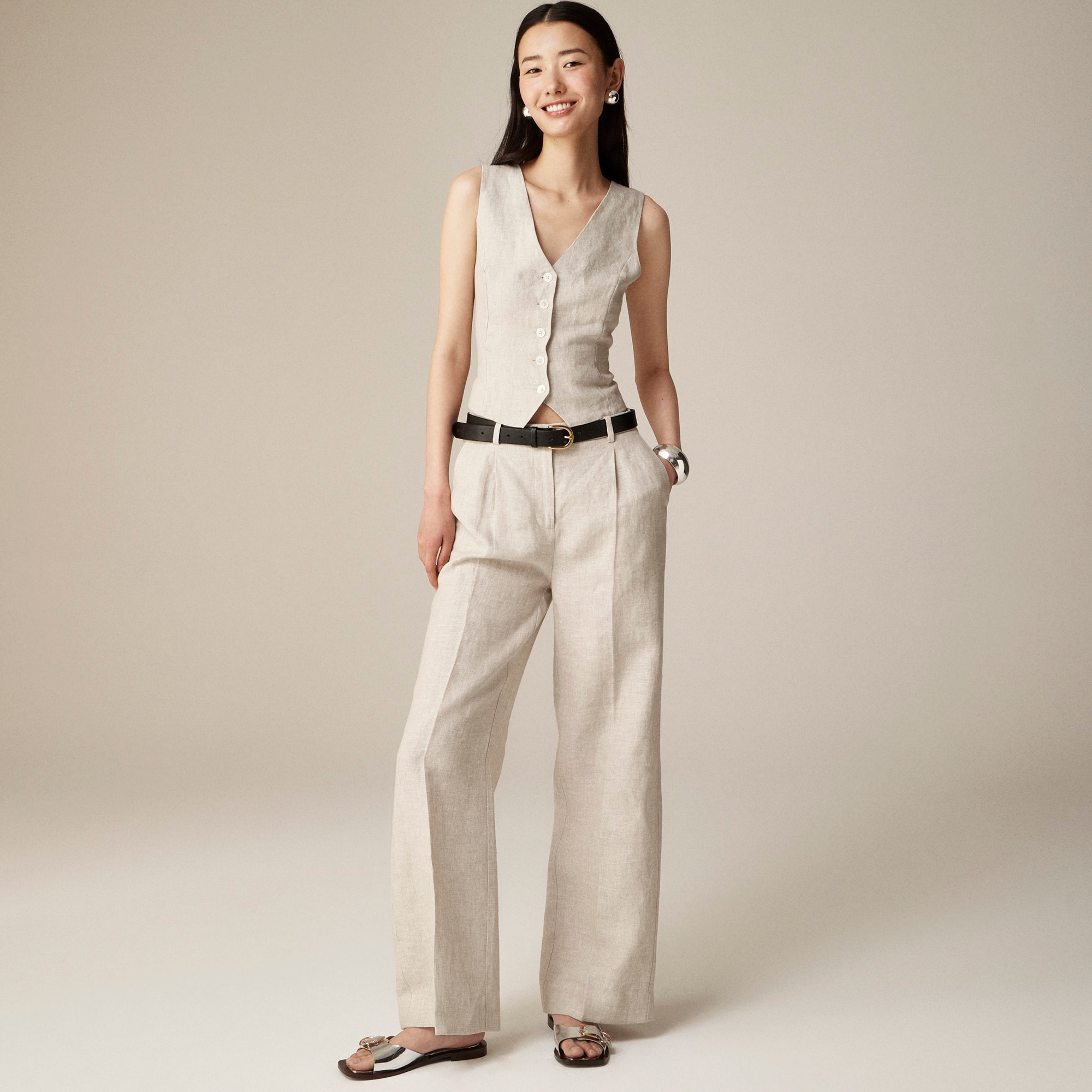  Tall wide-leg essential pant in linen