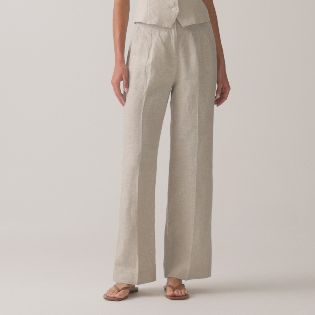 Wide-leg essential pant in linen