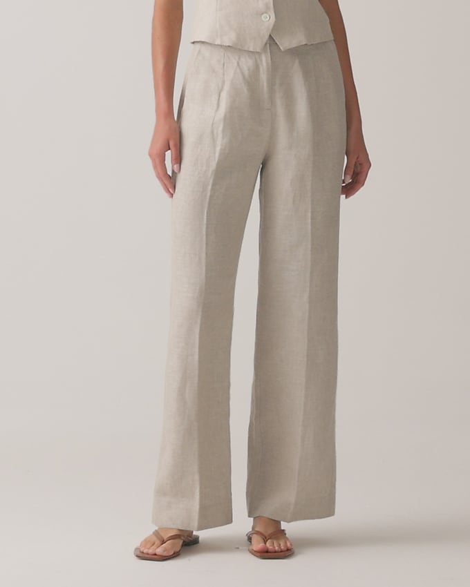 Petite wide-leg essential pant in linen