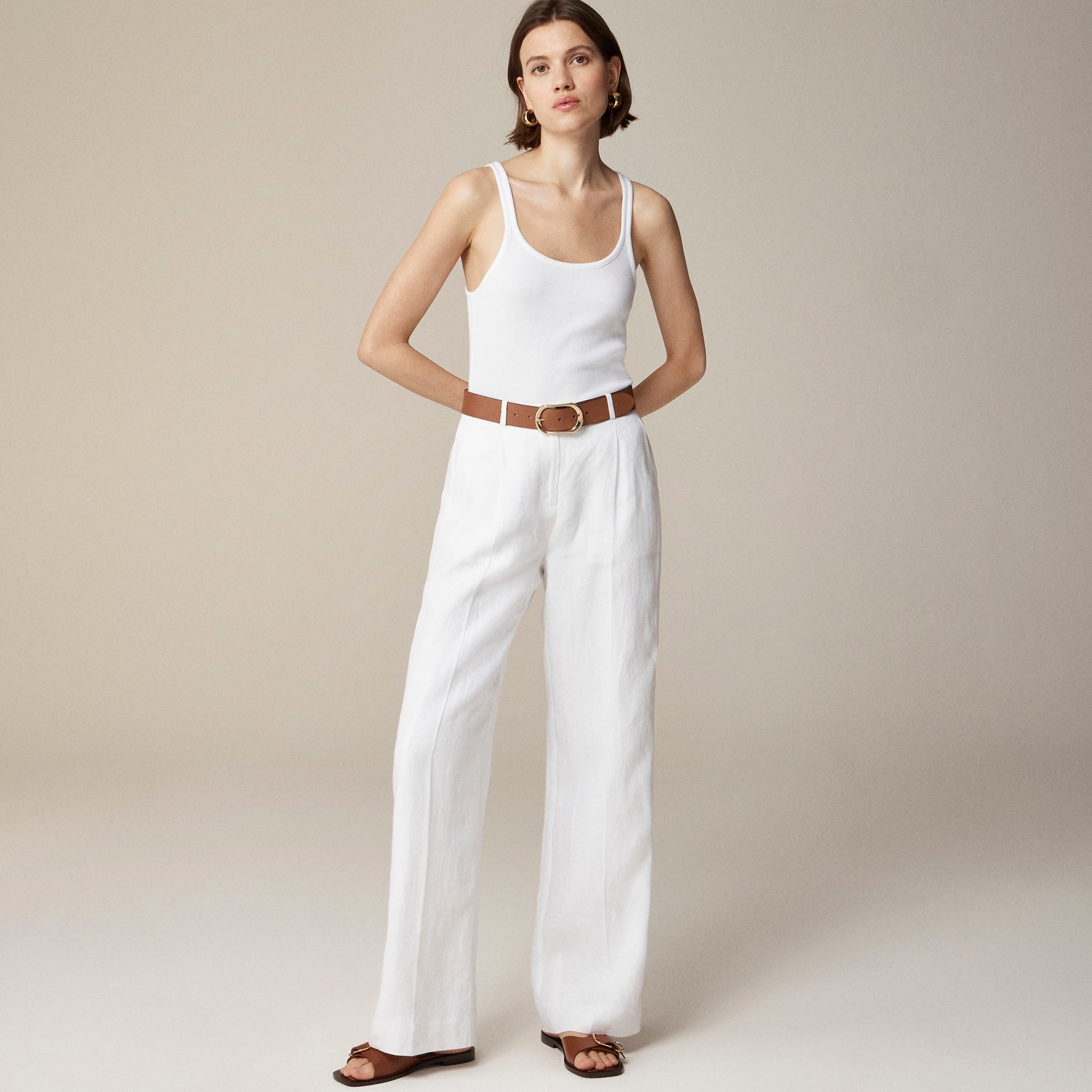  Petite wide-leg essential pant in linen