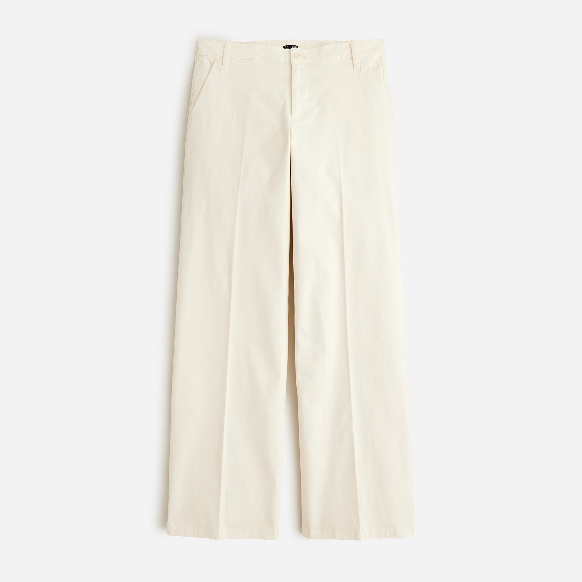 Lower-rise wide-leg chino pant in breezy satin