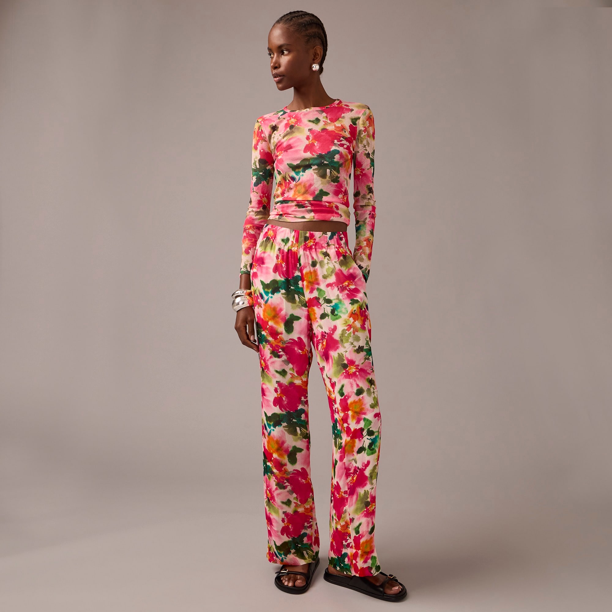 j.crew: full-length astrid pant in floral chiffon for women