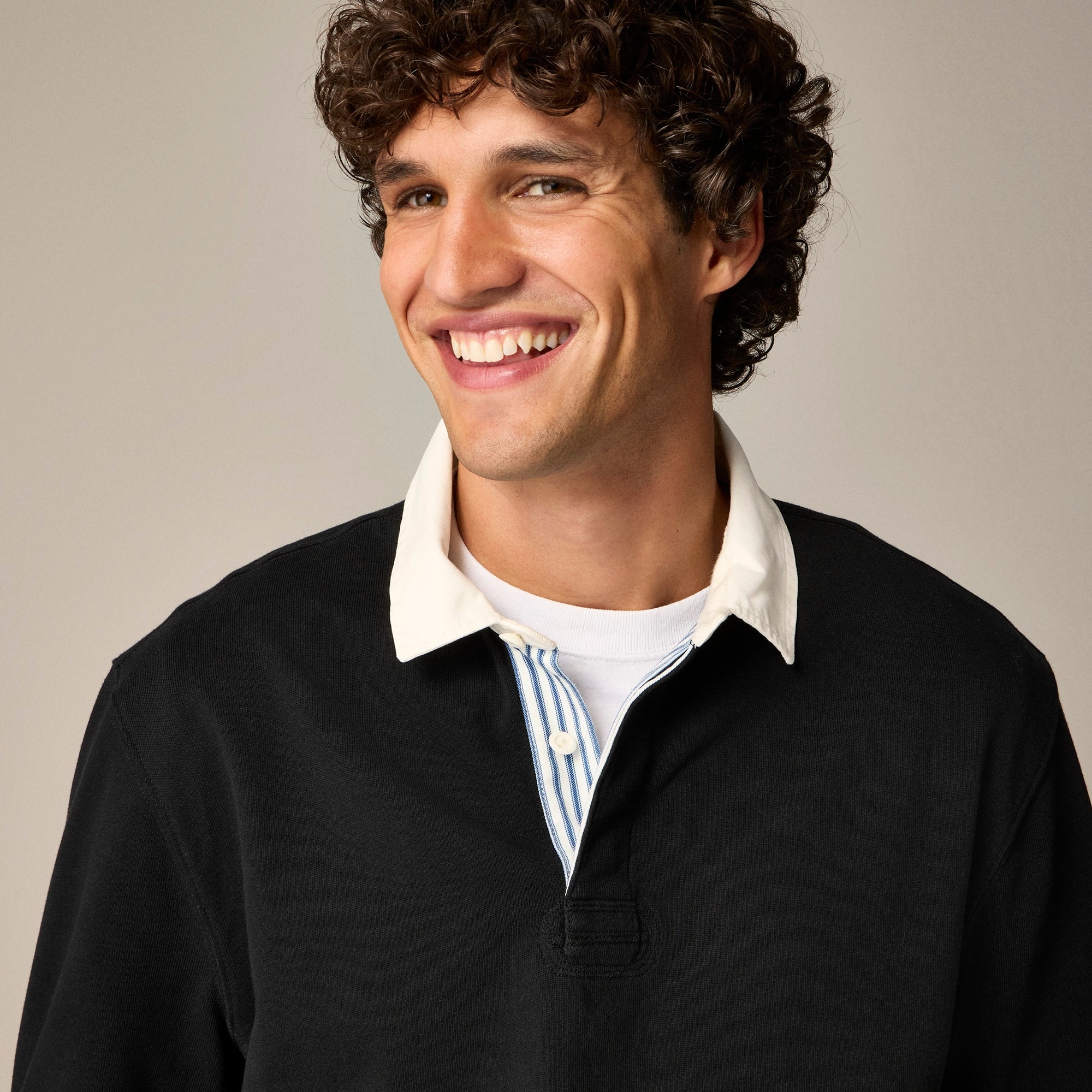 Rugby shirt with striped placket