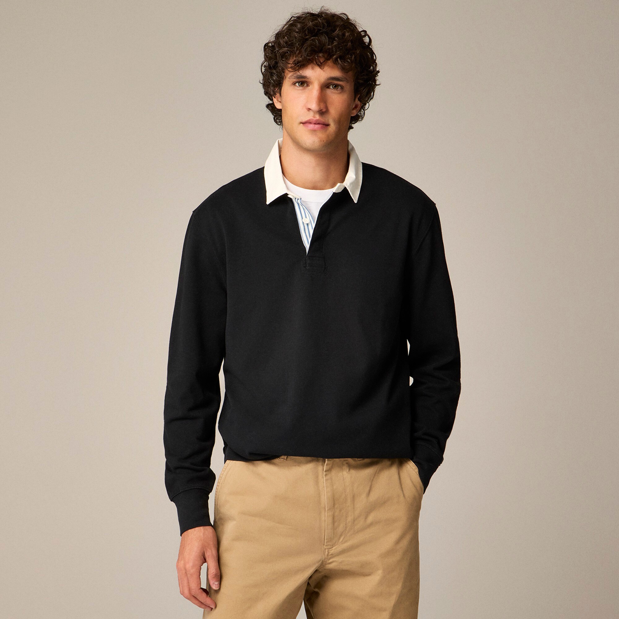 Rugby Shirt With Striped Placket For Men | J.Crew