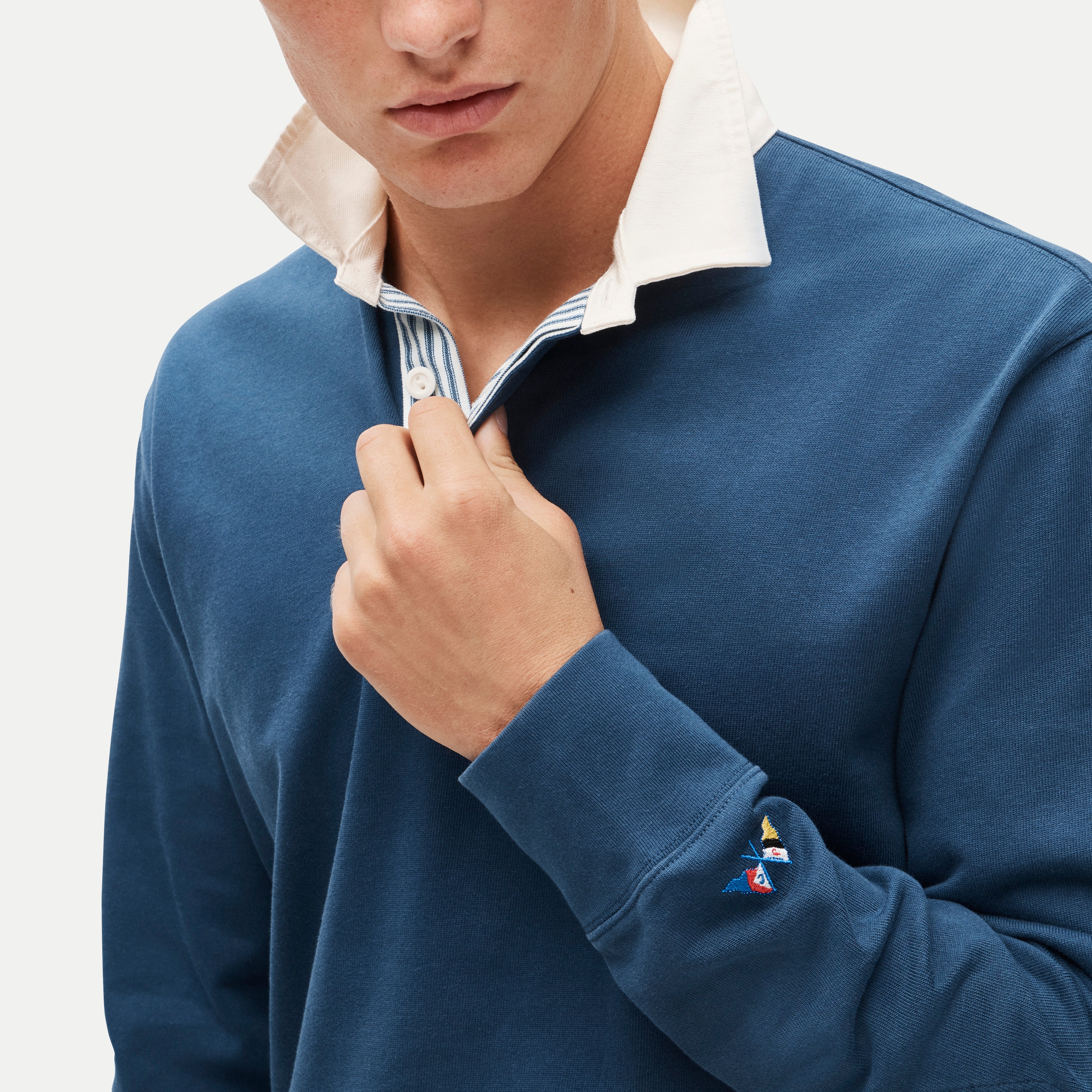 Rugby shirt with striped placket - thumbnail 2