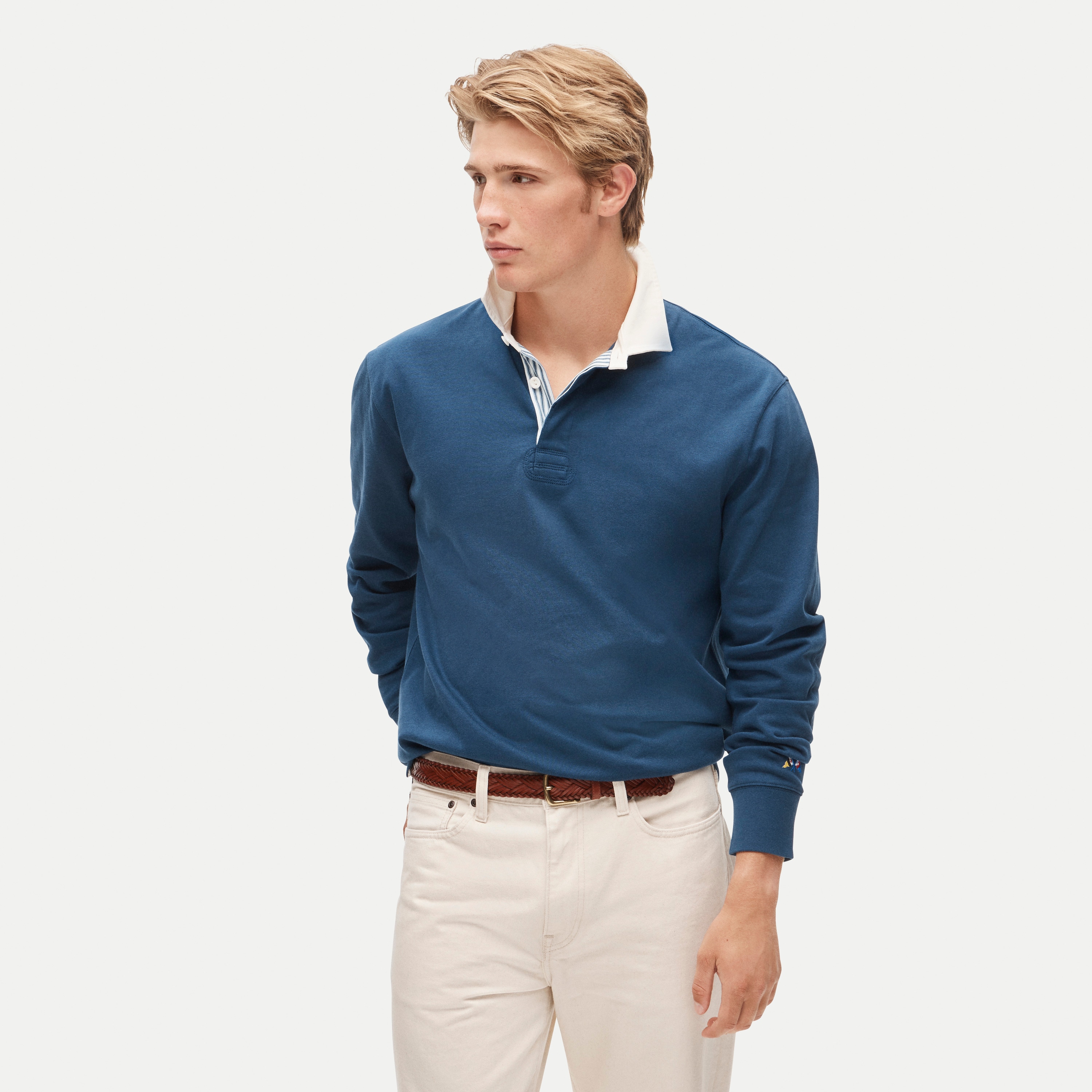 Rugby shirt with striped placket