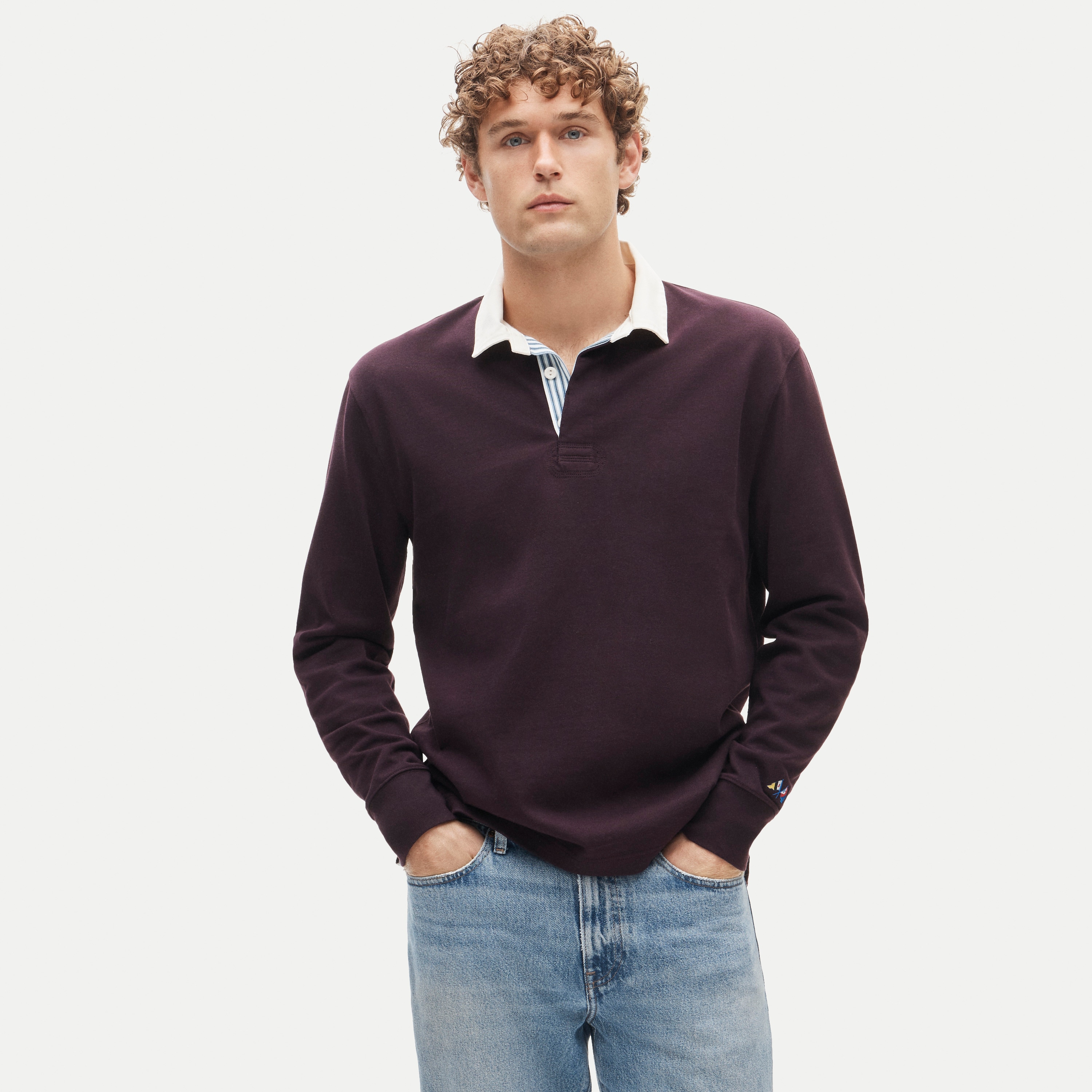 Rugby shirt with striped placket