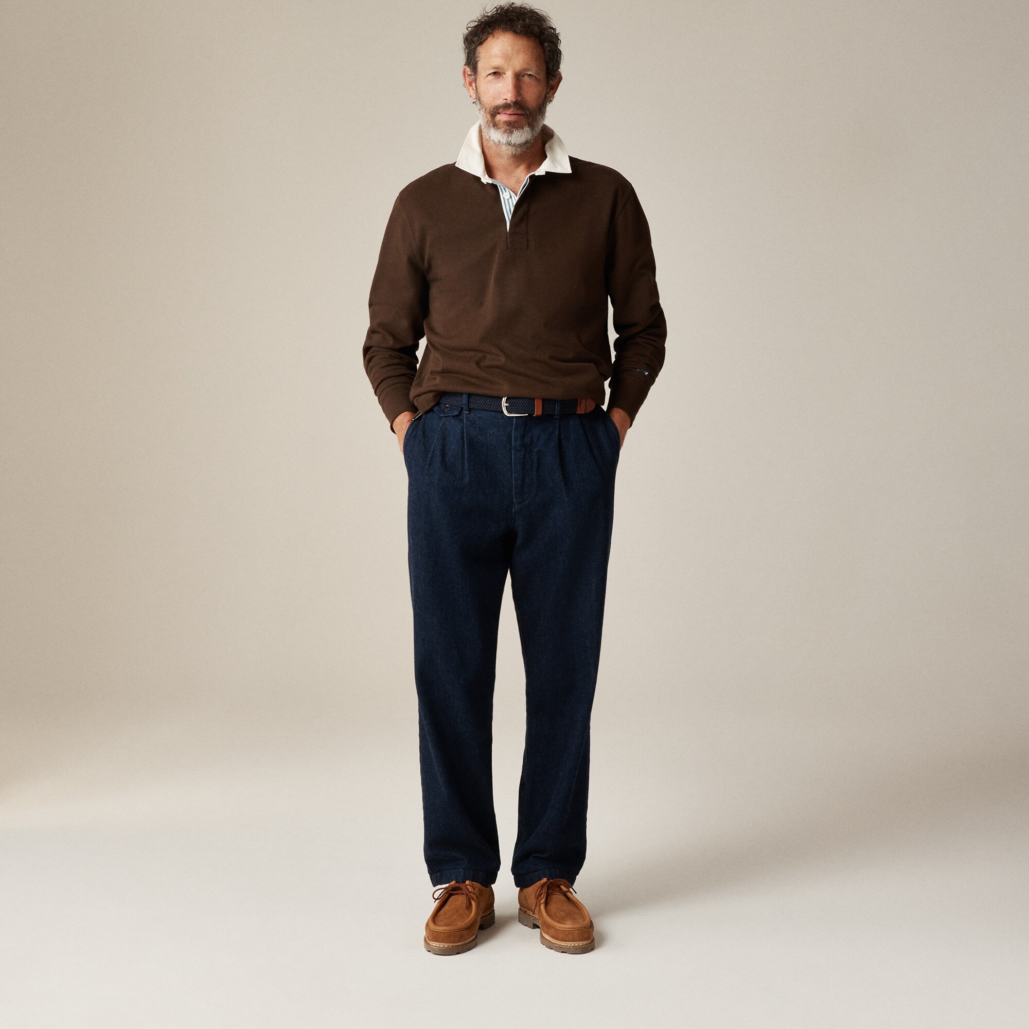 Rugby shirt with striped placket
