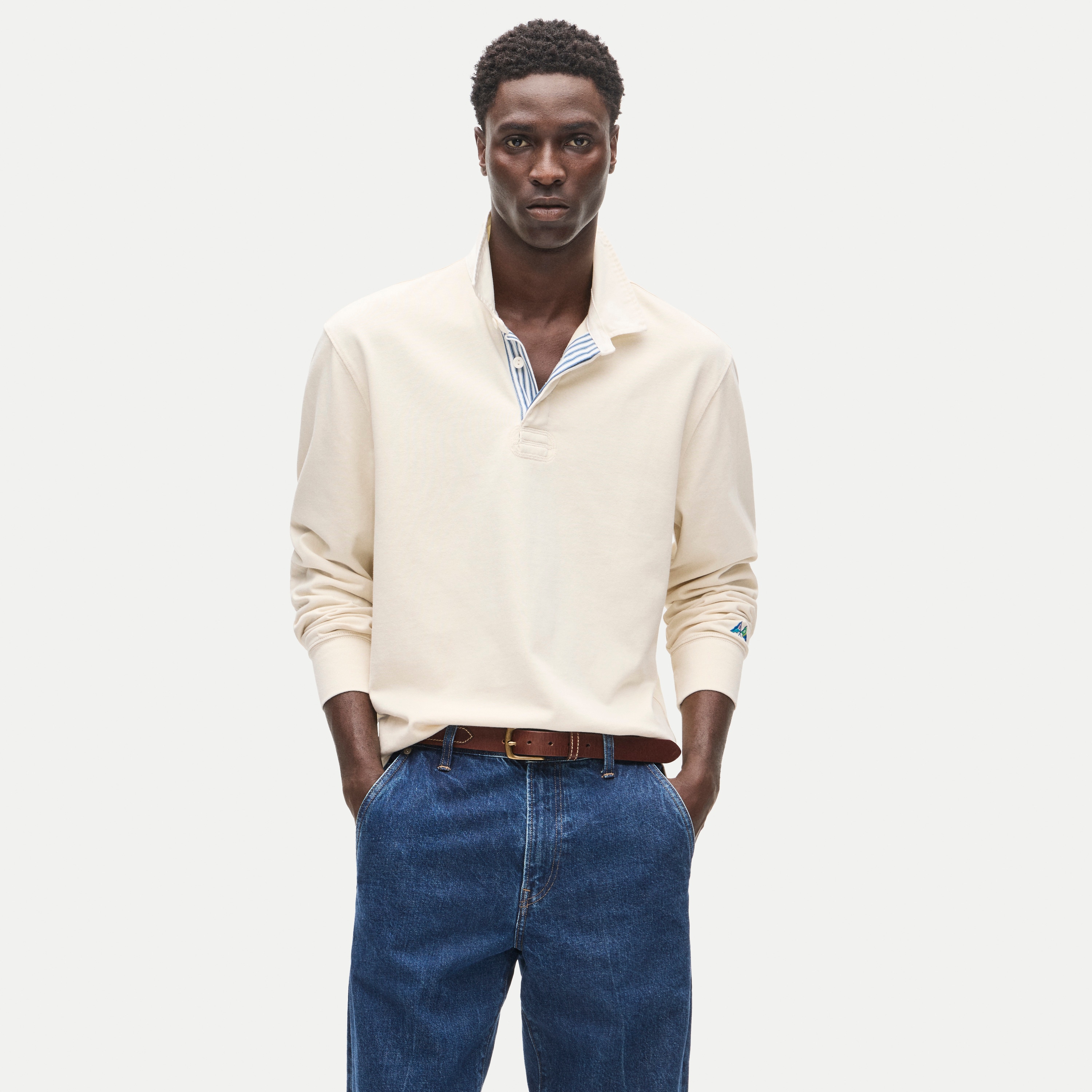 Rugby shirt with striped placket