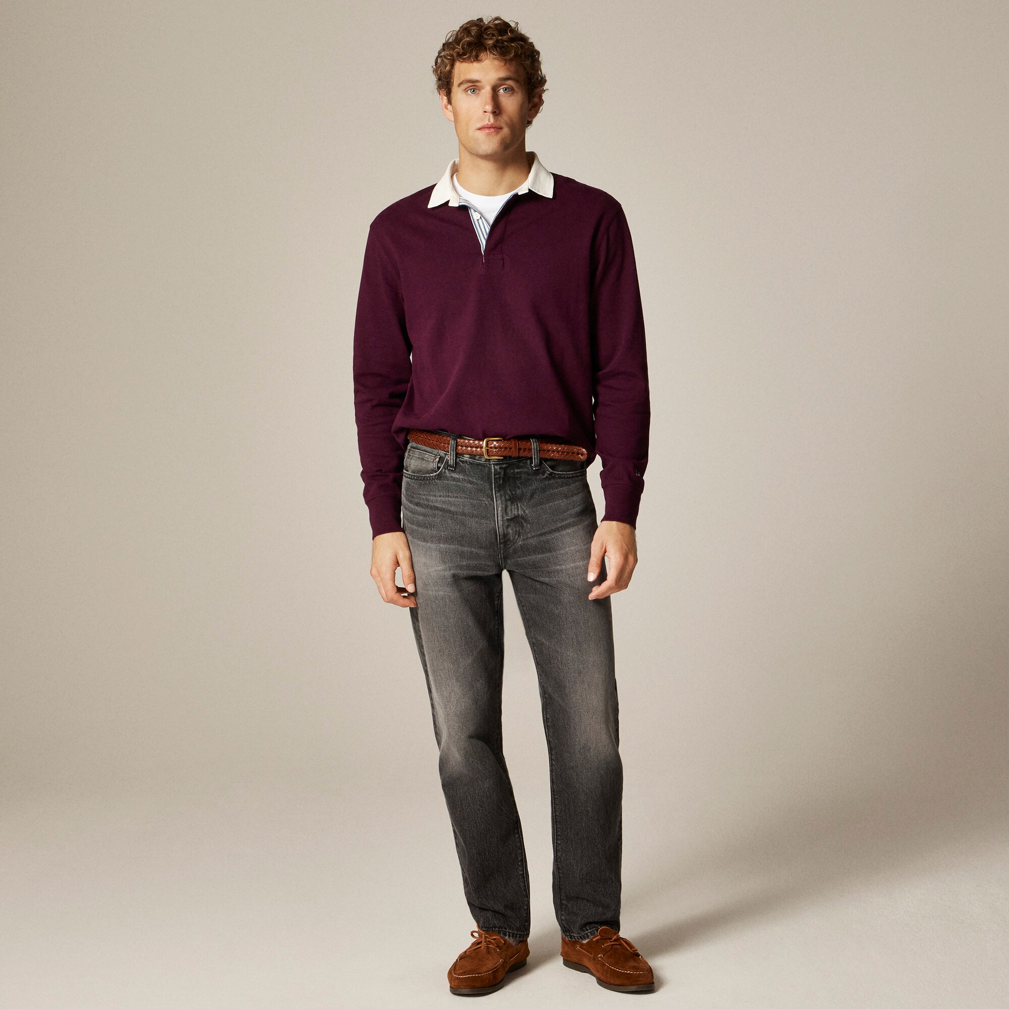 Rugby shirt with striped placket