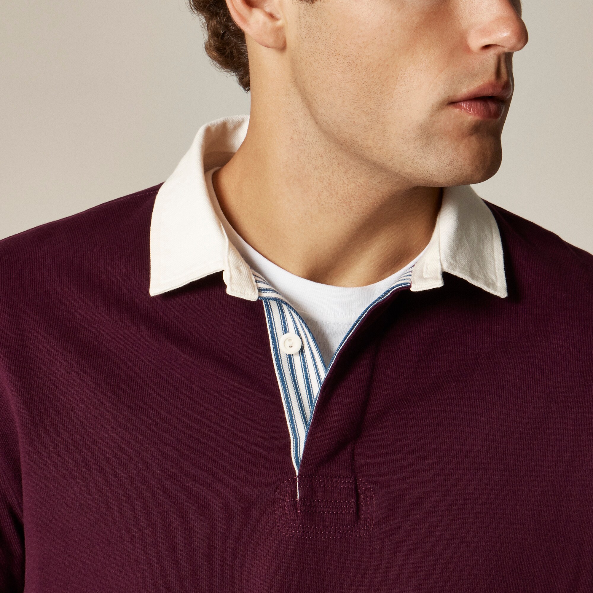 Rugby shirt with striped placket