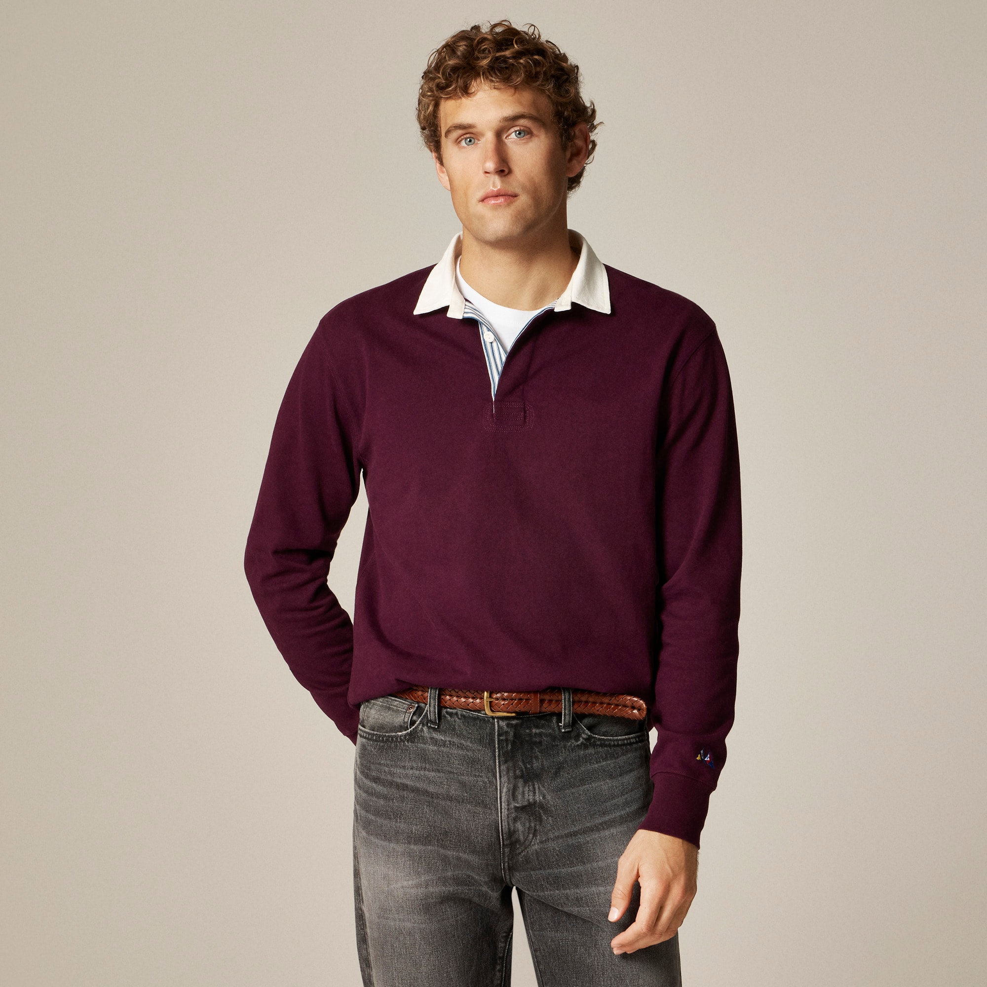 Rugby shirt with striped placket