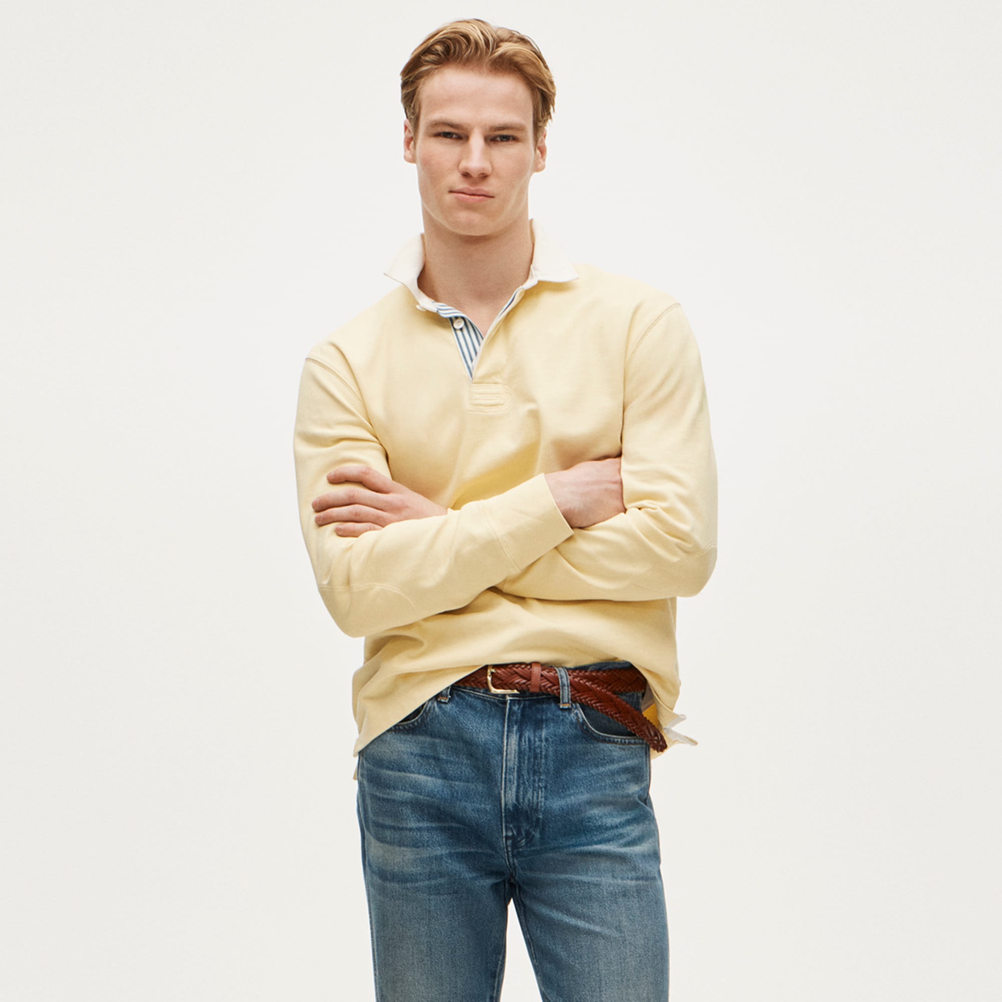 Tall rugby shirt with striped placket