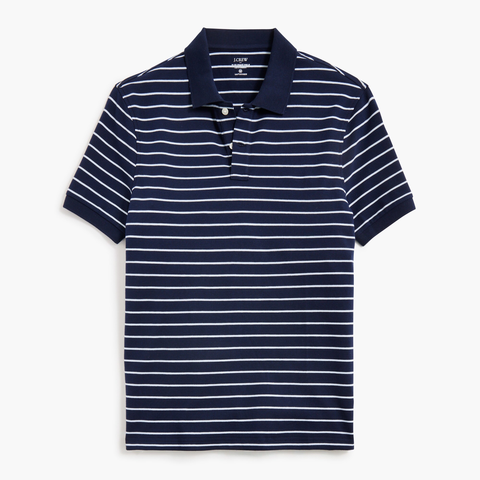  Untucked-fit striped flex piqu&eacute; polo shirt